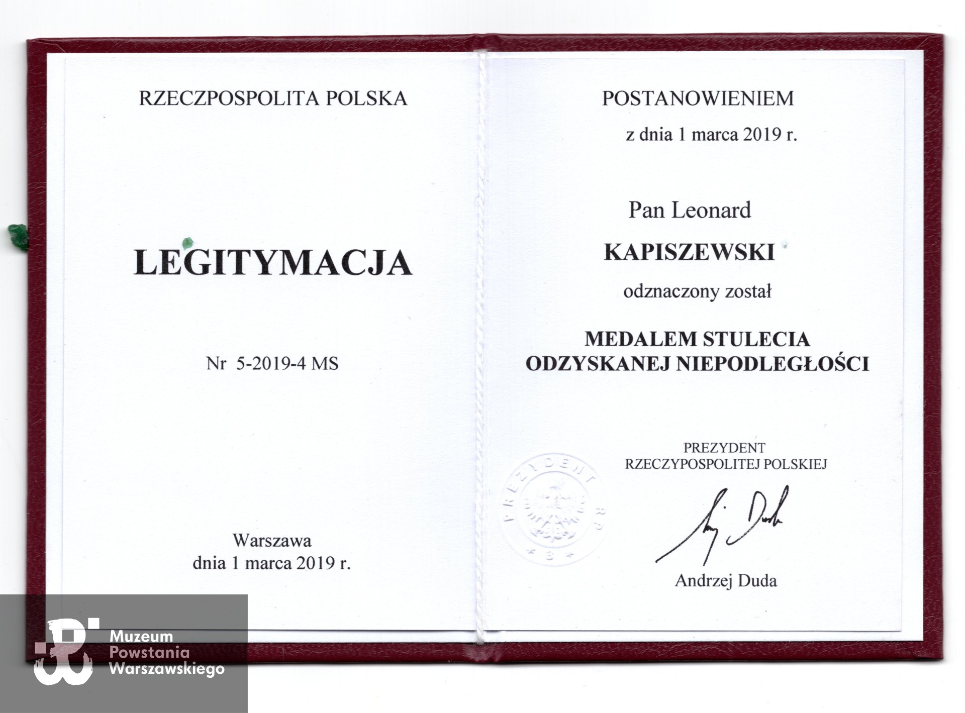 Ze zbiorów prywatnych  Powstańca, udostępnił p. Leonard Kapiszewski ps. Ryś.