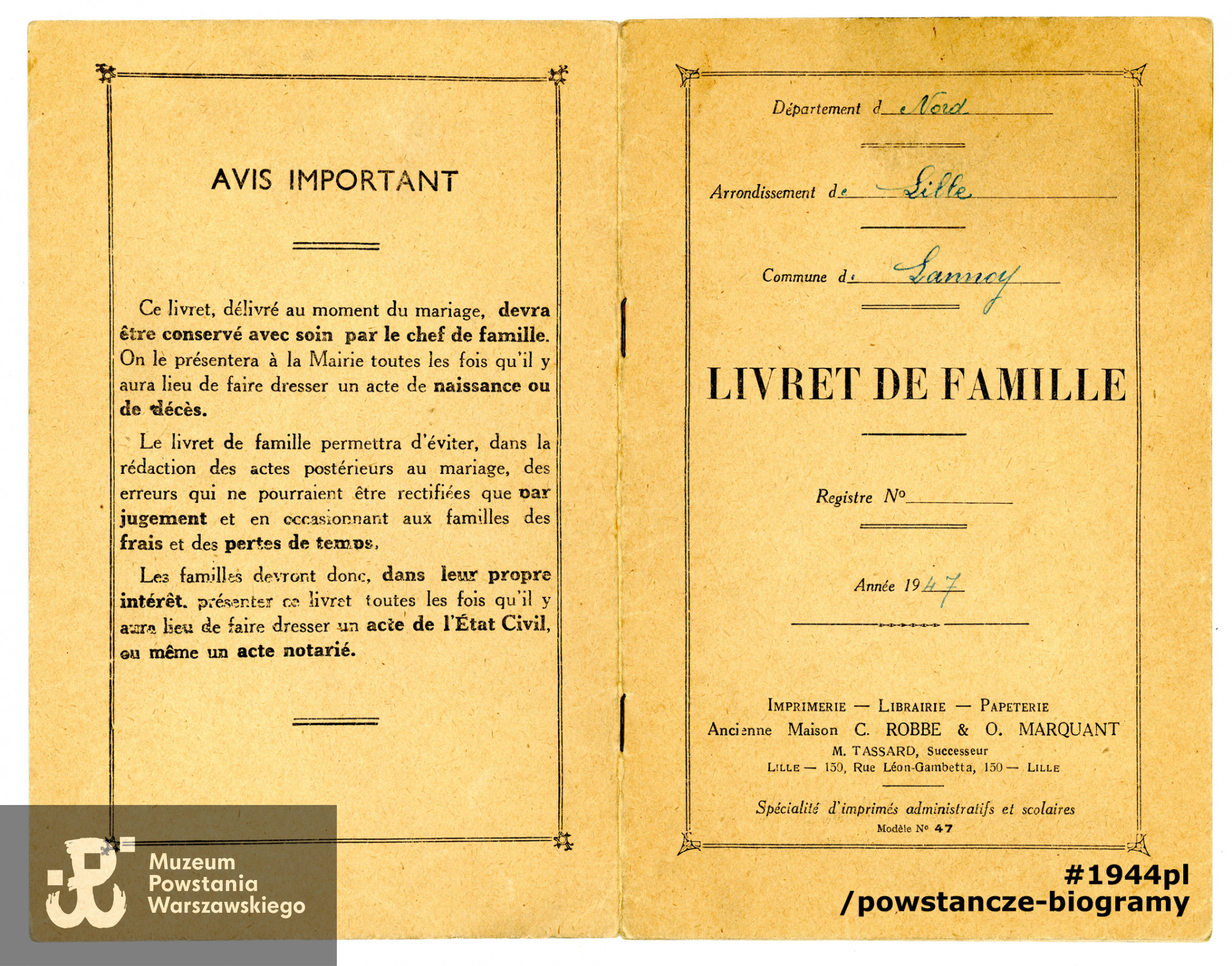 Akt małżeństwa (Marriage Certificate). Dokument ze  zbiorów rodzinnych, skan udostępnił p. Adam Szwarc