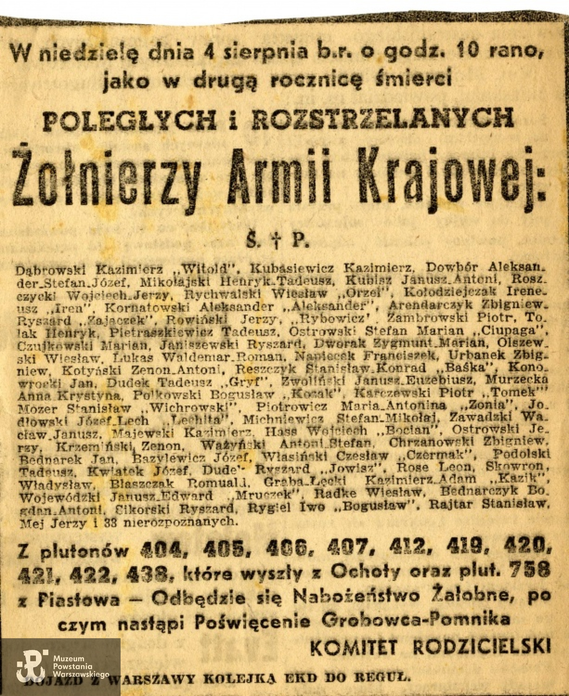 Nekrolog z drugą rocznicę śmierci - 1946 rok. Fot. archiwum rodzinne Moniki Fili