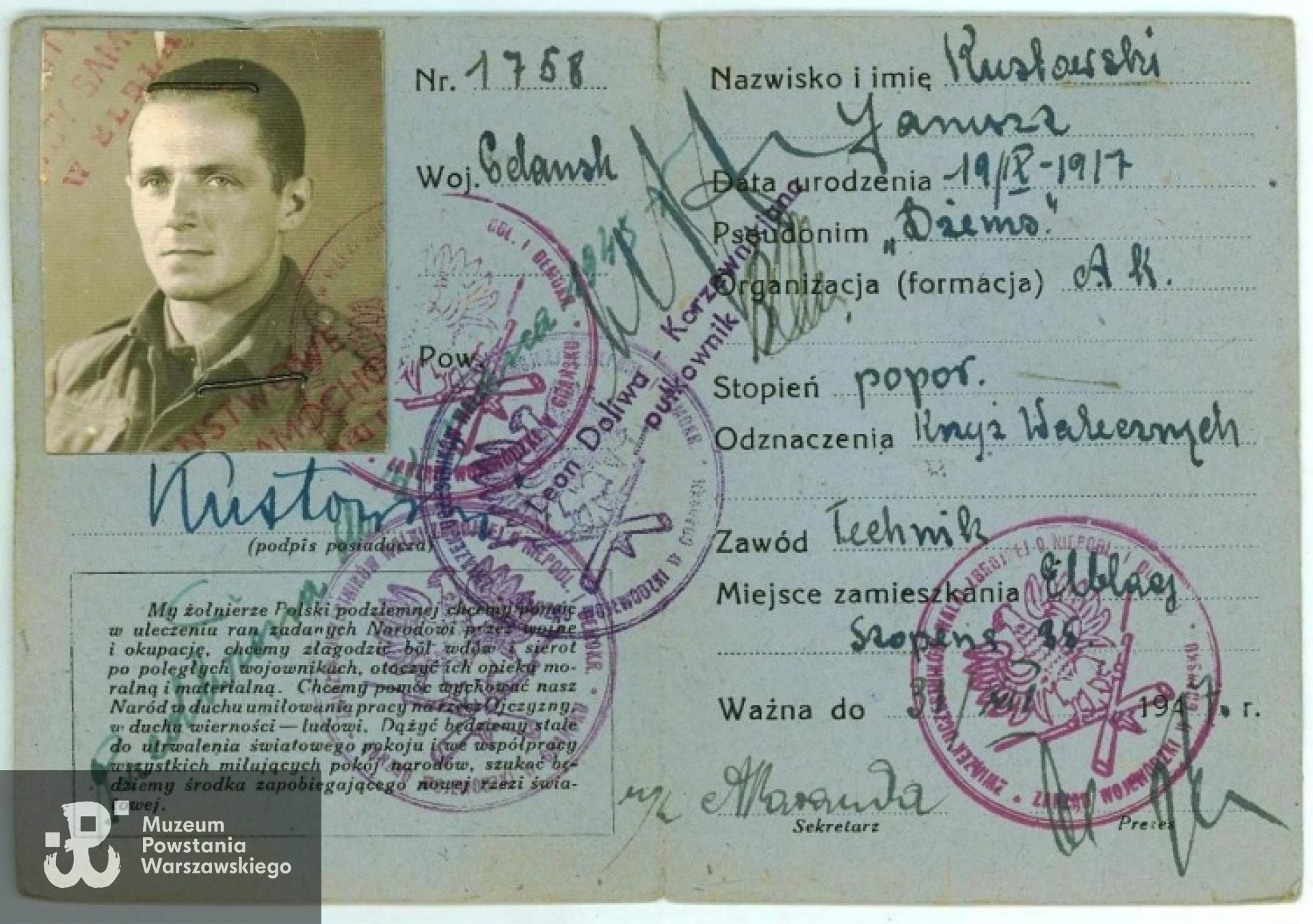 Legitymacja ZBoWiD, 1947 r. [MPW]