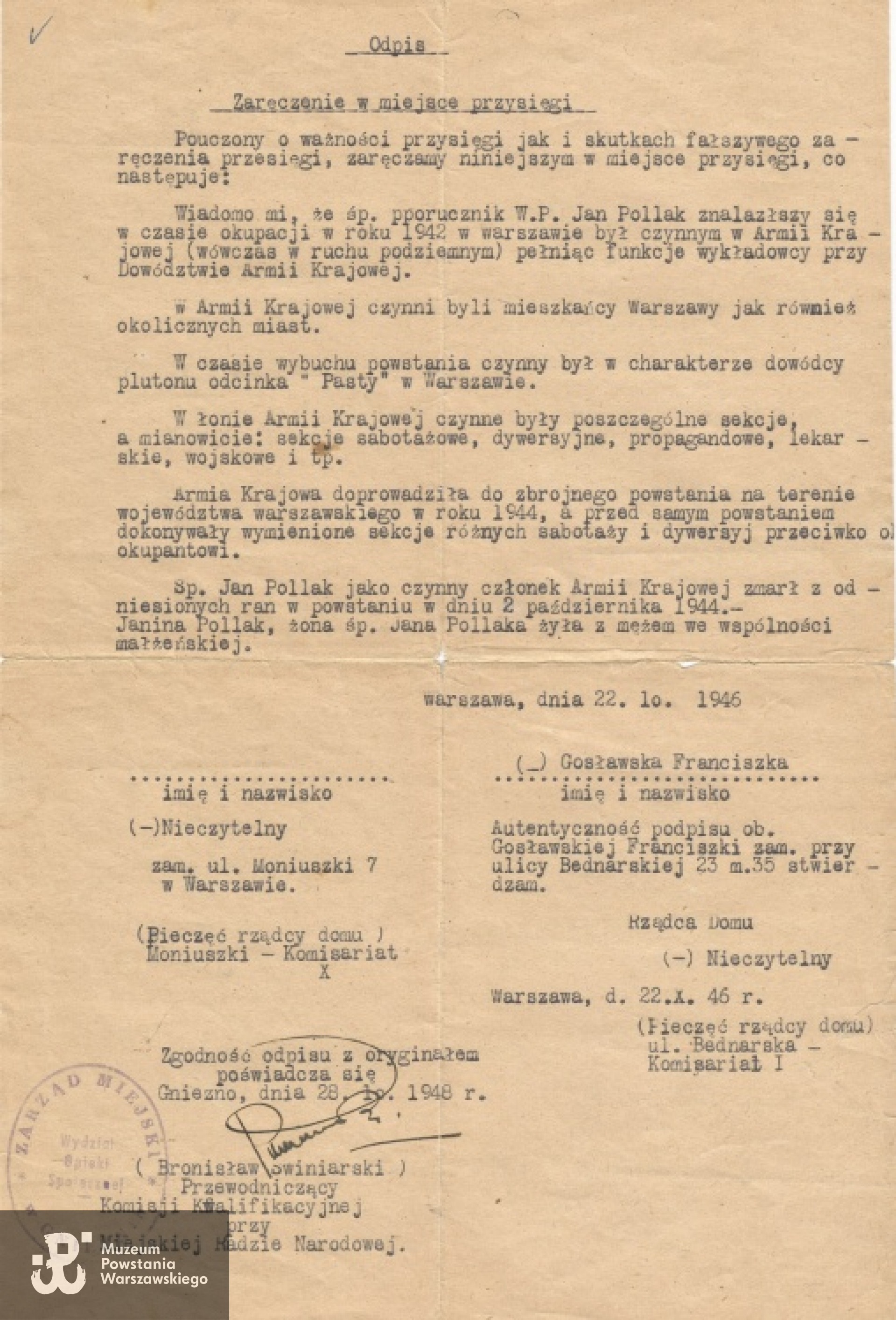Z archiwum rodzinnego Teresy, Kazimierza i Jana Pollaków. Udostępnił Piotr Blak <i> Spadkobiercy żołnierzy Kompanii "Koszta"</i>