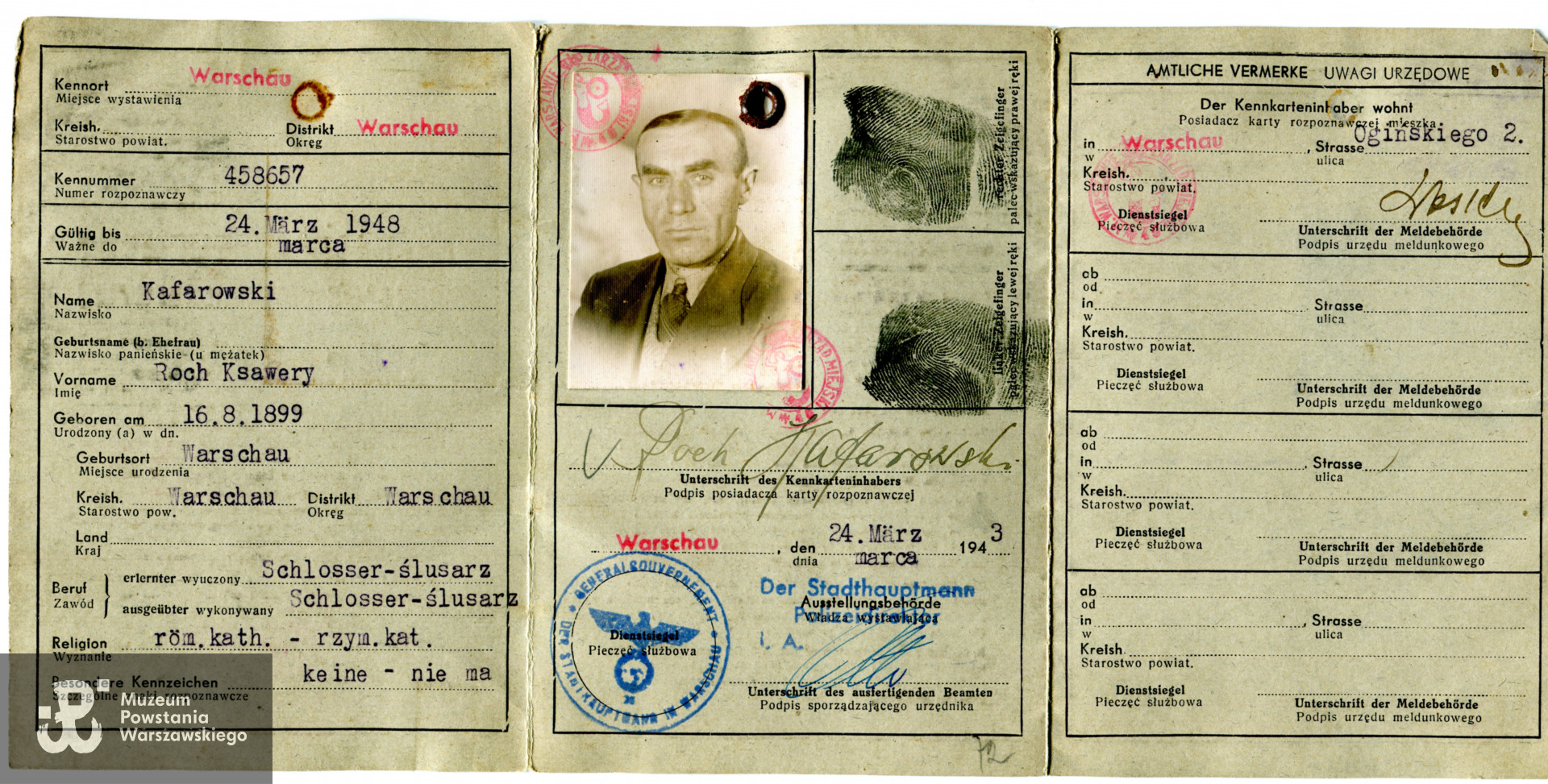 Kennkarta (niem. karta rozpoznawcza) – dokument  tożsamości wprowadzony przez okupacyjne władze niemieckie na terenie Generalnego Gubernatorstwa. Skan:  materiały do Słownika Uczestników PW, Pokój Kombatanta MPW