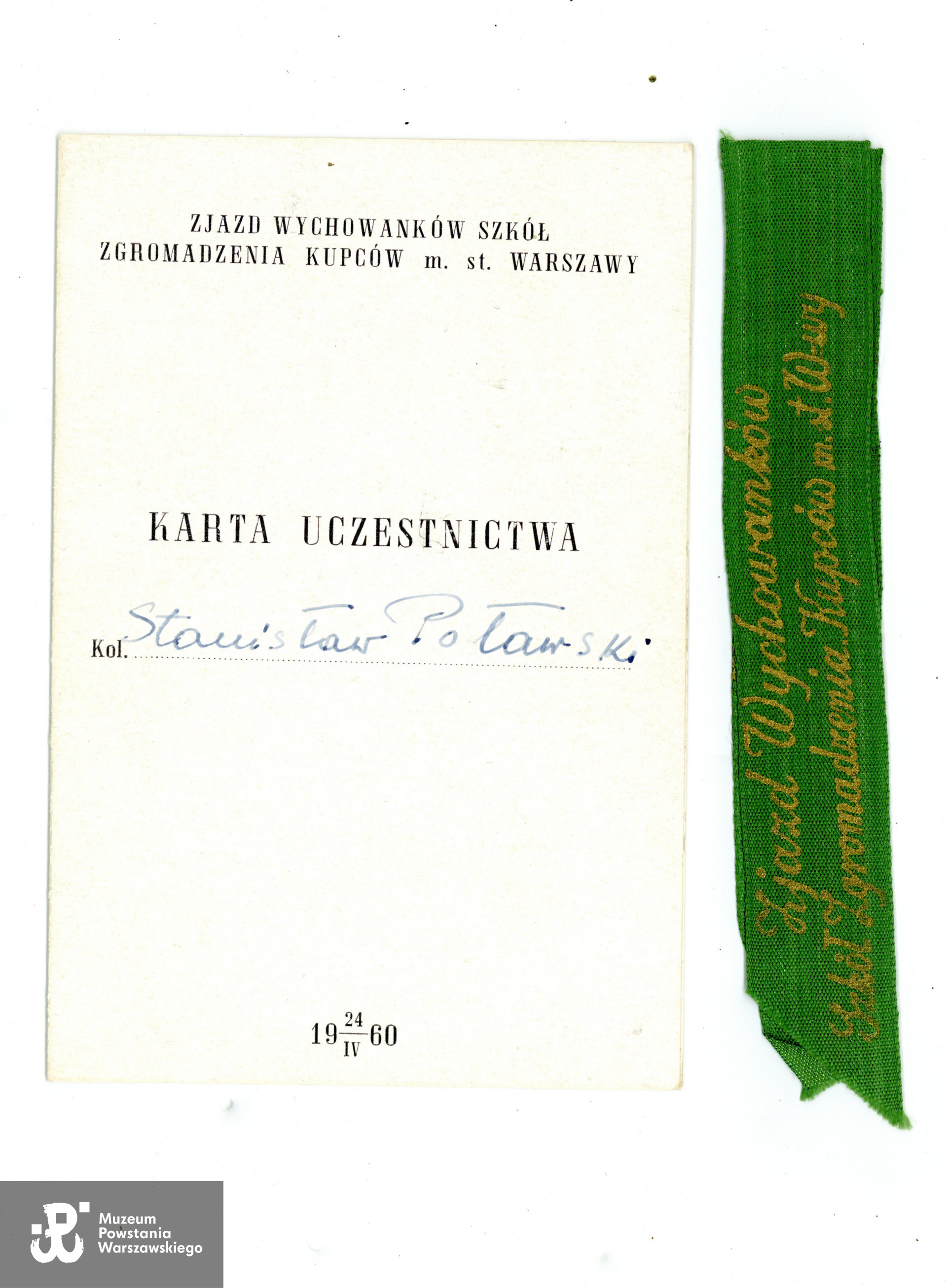 Zaproszenie na zjazd wychowanków. Z archiwum rodzinnego p. Pawła Poławskiego, syna Powstańca. Skan wykonano w Muzeum Powstania Warszawskiego w grudniu 2023. 