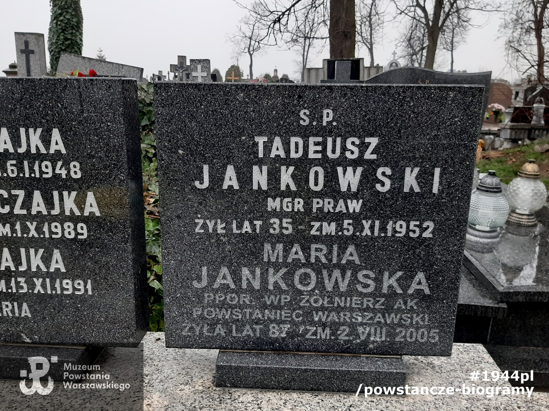 Mogiła Marii i Tadeusza Jankowskich. Autorem zdjęcia jest p. Tomasz Fudała, marzec 2020.