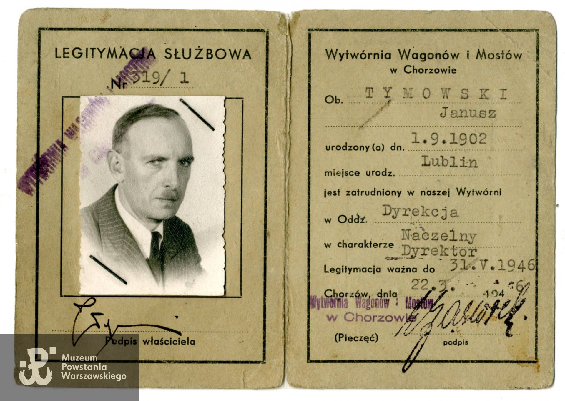 Dokumenty Janusza Tymowskiego ps.  "Jaworski" z zasobu Archiwum Akt Nowych w Warszawie, dar p. Jarosława Tymowskiego