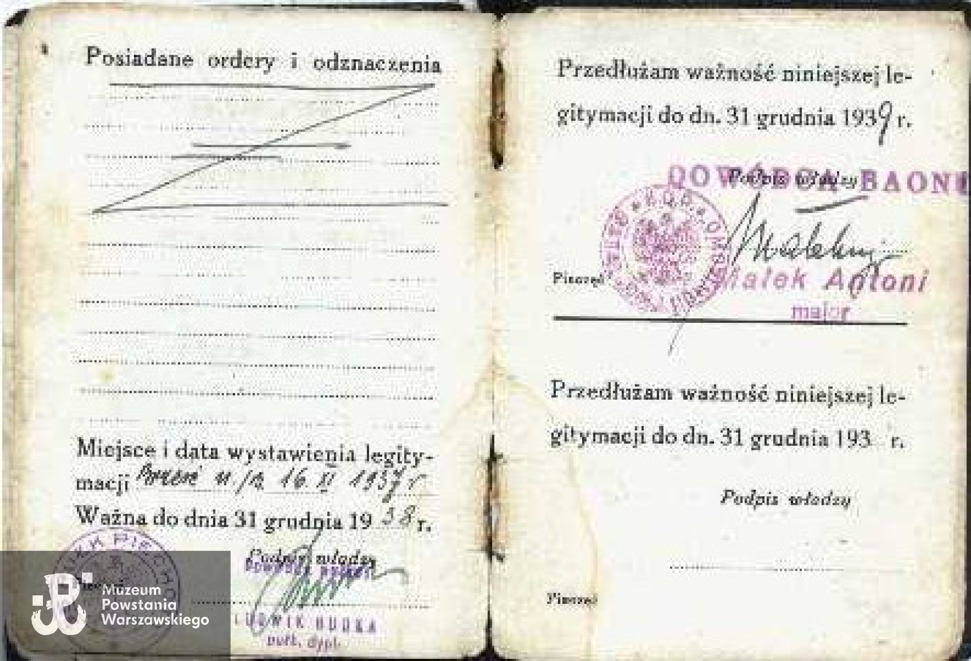 Legitymacja osobista por. Lucjana Giżyńskiego