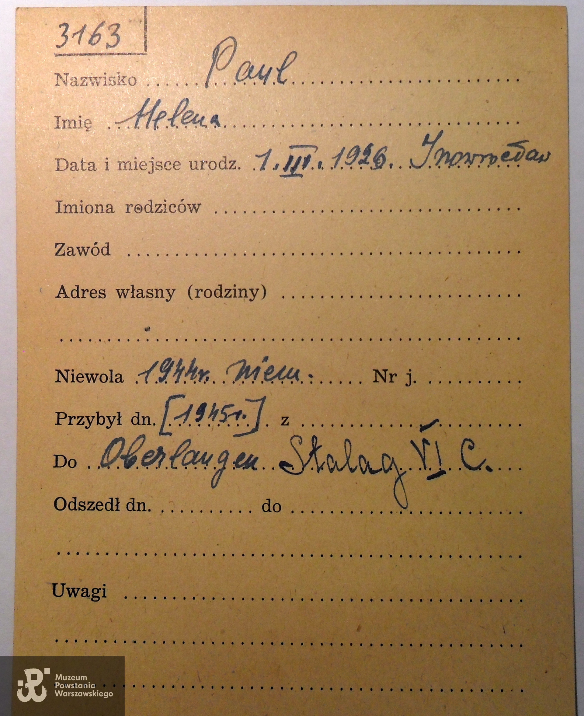 Polski Czerwony Krzyż - kartoteka