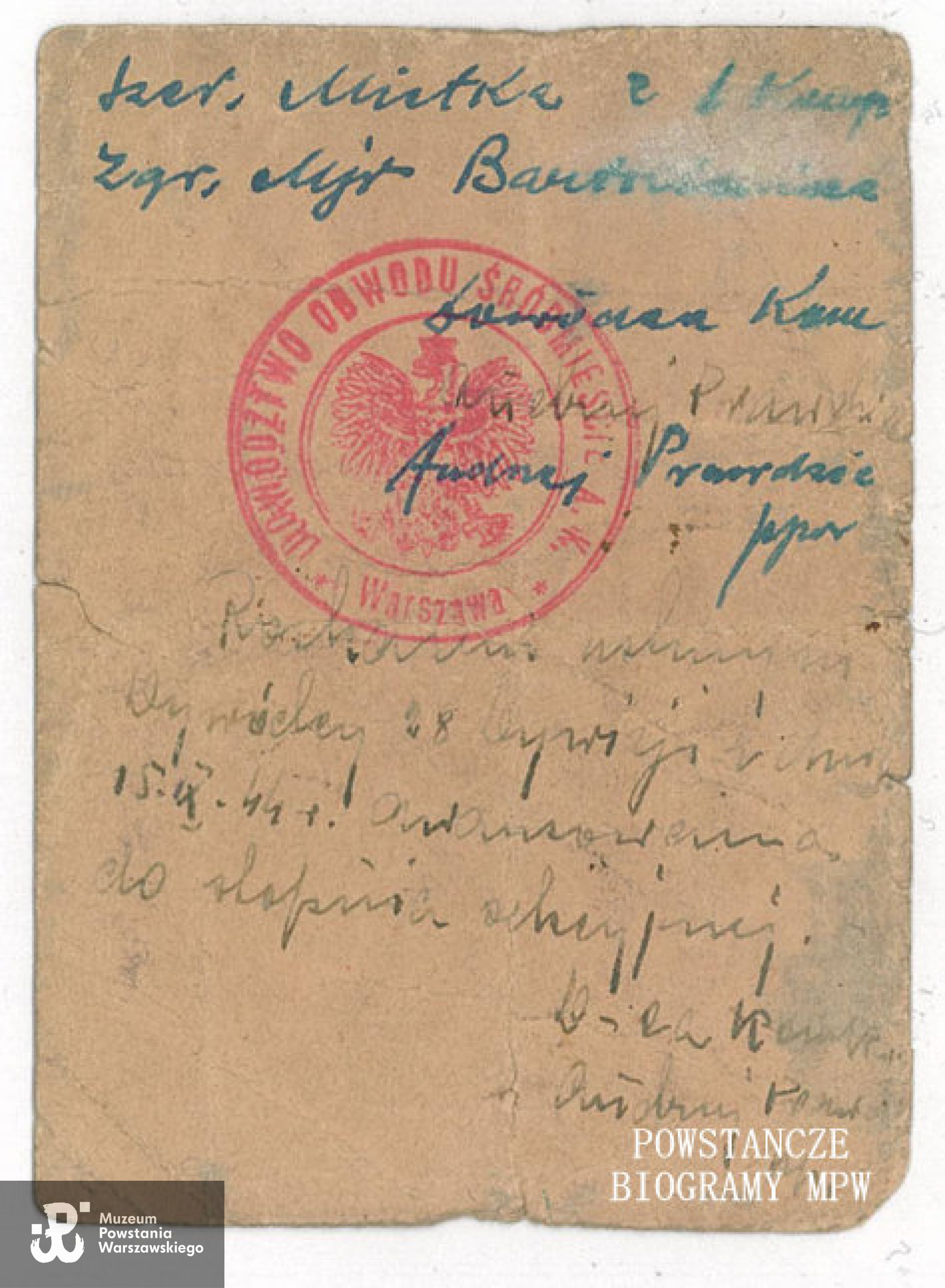 Legitymacja AK - rewers. Fot. ze zbiorów Grupy Historycznej <i>Zgrupowanie "Radosław"</i>