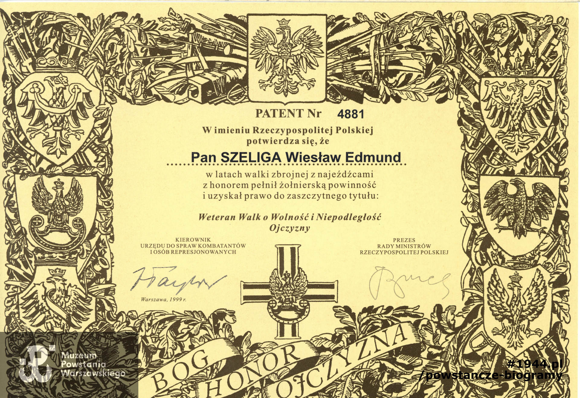 Ze zbiorów Muzeum Powstania Warszawskiego, sygn. P/4548, dar Henryka Szeligi