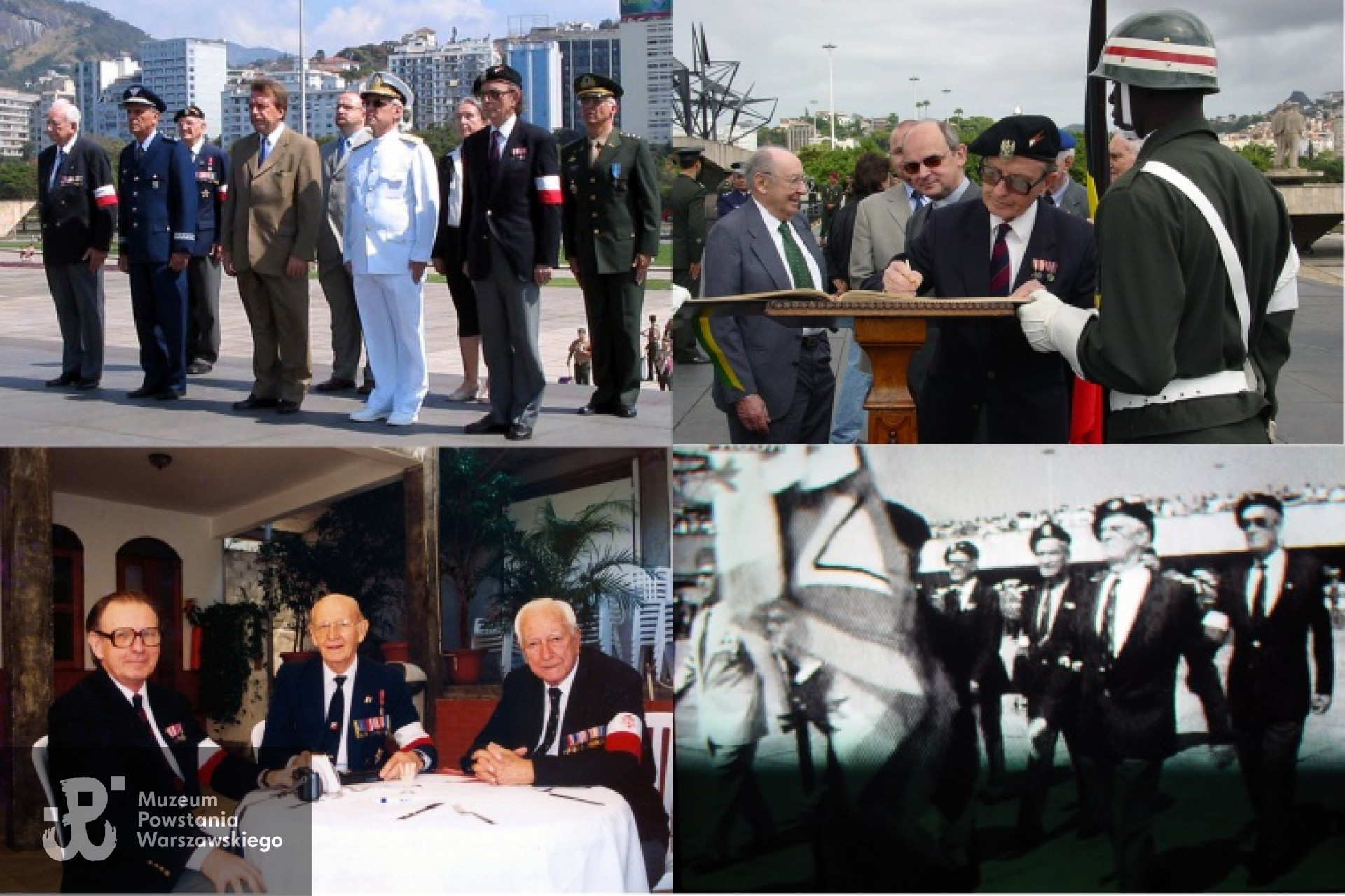 Udział Krzysztofa Głuchowskiego w Kole Stowarzyszenia Polskich Kombatantów w Rio de Janeiro. Na górze - coroczna uroczystość na Święto Żołnierza Polskiego pod pomnikiem Nieznanego Żołnierza. Na dole - Jako sekretarz Koła SPK z prezesem Koła mjr. Ignacym Felczkiem i wiceprezesem ppłk. Władysławem Dzęciołowskim oraz reportaż telewizyjny z przemarszu weteranów państw alianckich w czasie defilady przed pomnikiem Nieznanego Żołnierza.w rocznicę 60-lecia zakończenia II wojny światowej 8 maja 1995. Z archiwum rodzinnego Krzysztofa Głuchowskiego.