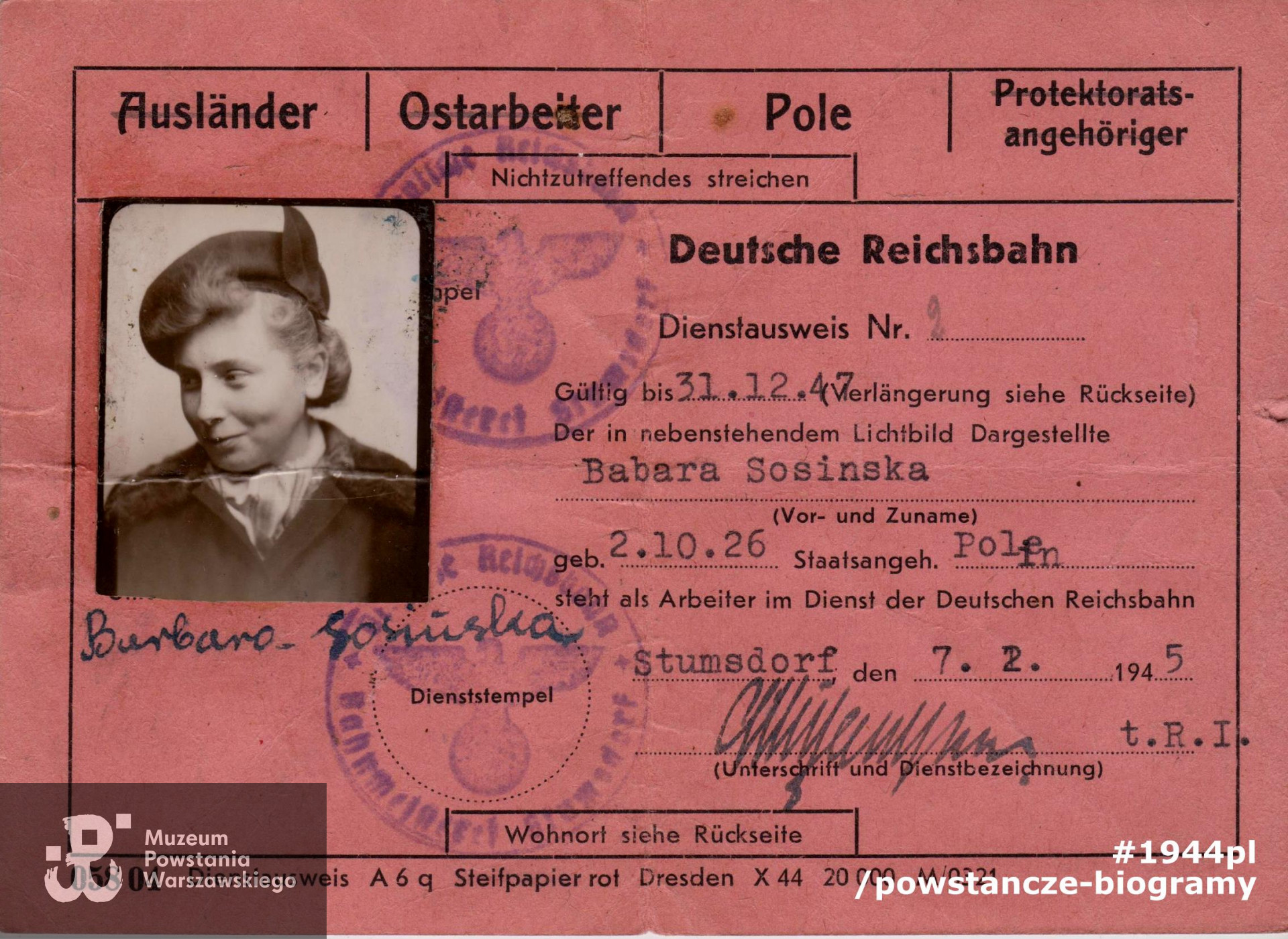 Dokument z archiwum rodzinnego Barbary i Janusza Sosińskich