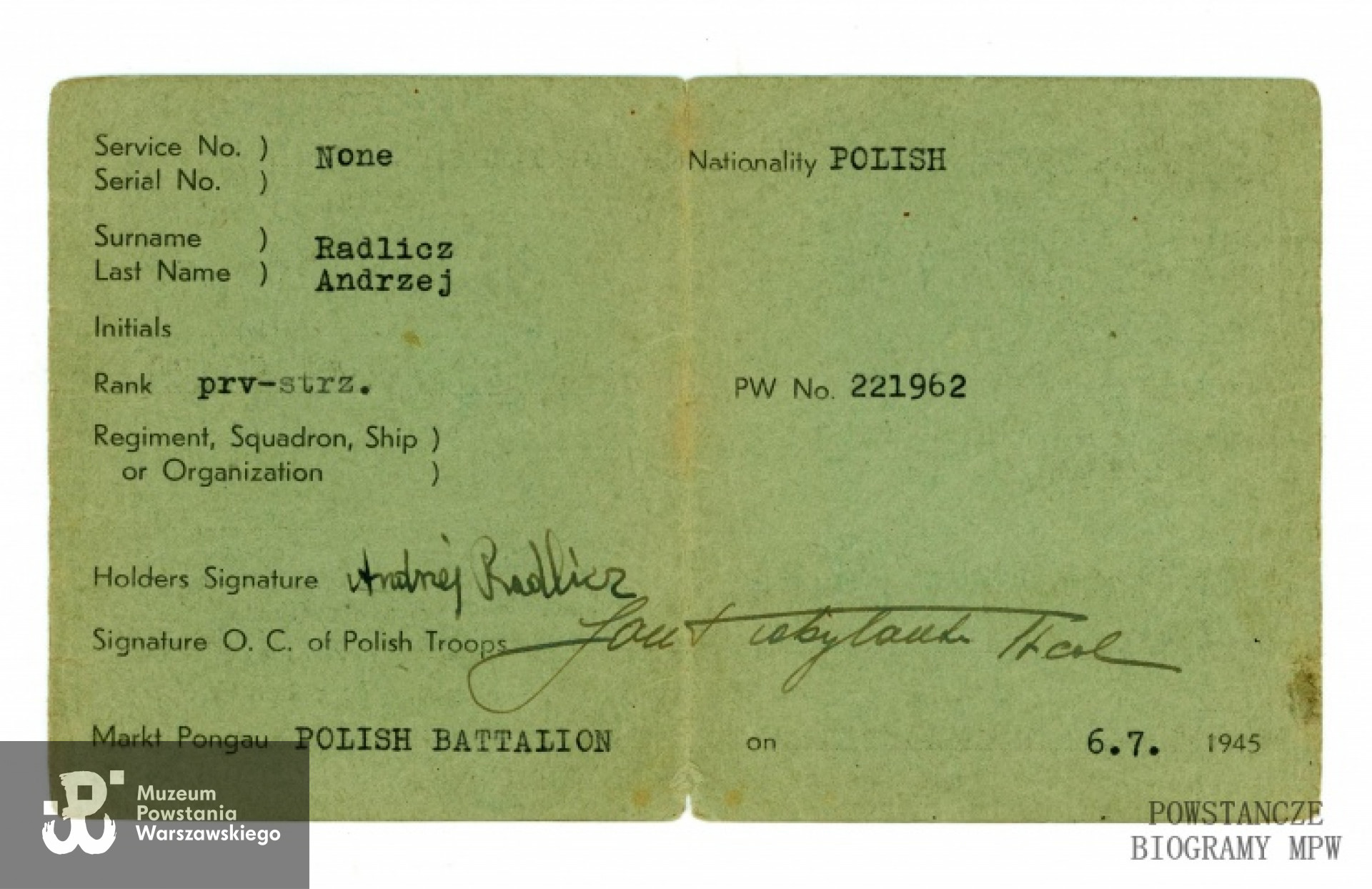 Ze zbiorów rodzinnych p. Andrzeja Radlicza ps. Lisek