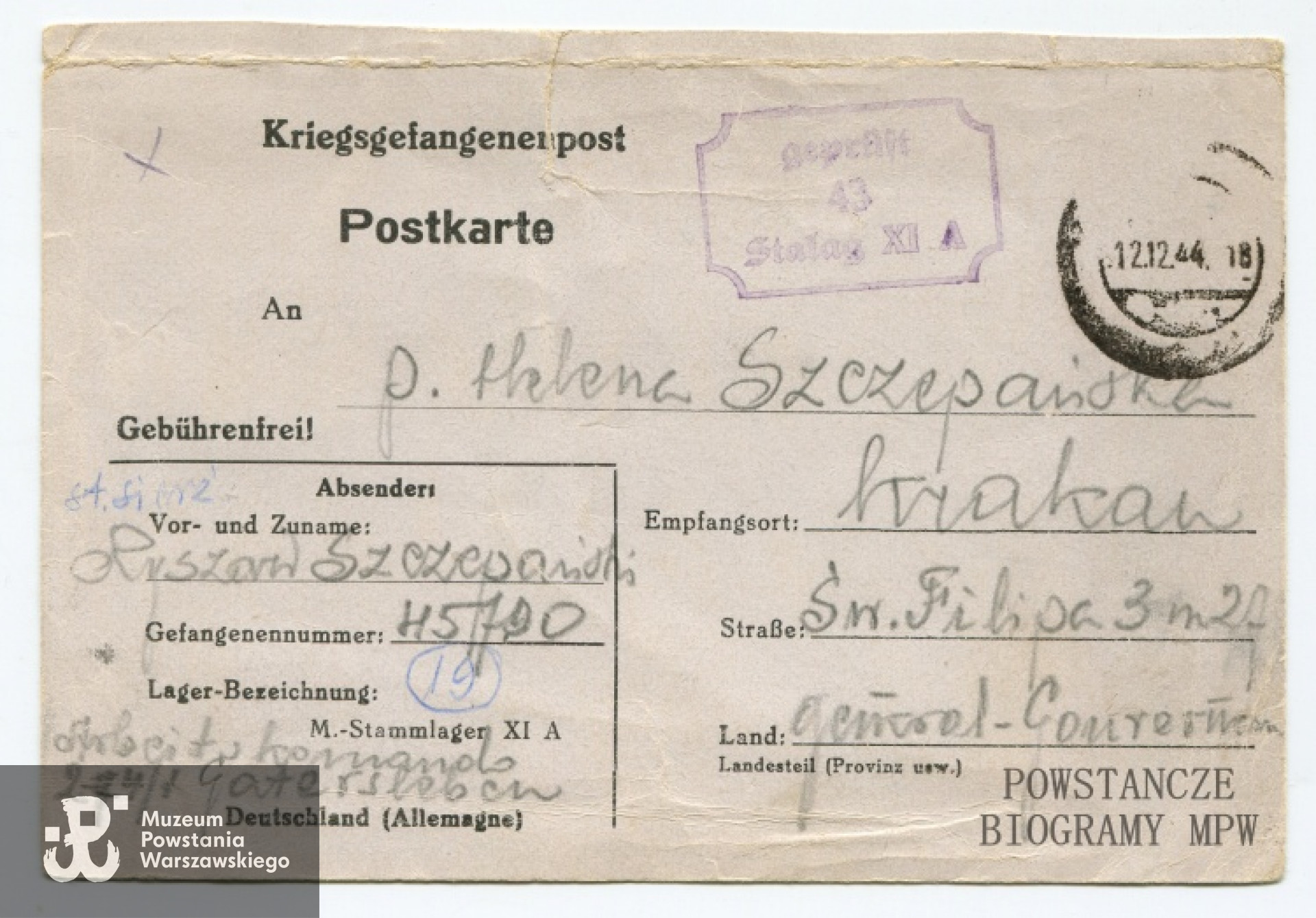 Korespondencja obozowa. Fot. archiwum rodzinne