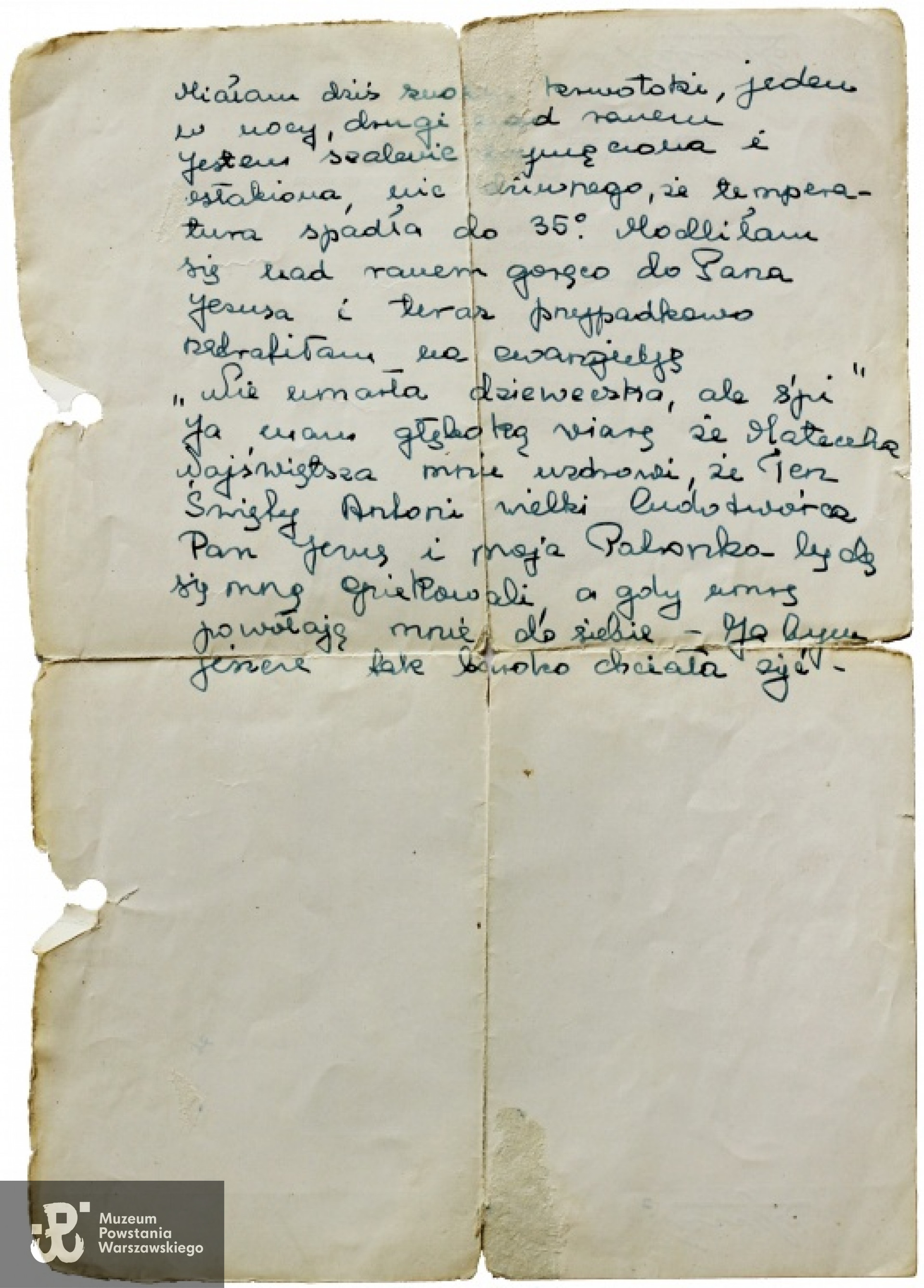 Ostatnie słowa napisane przed śmiercią w Furtwangen przez Teresę Grabską. Fot. archiwum rodzinne potomków rodziny Grabskich