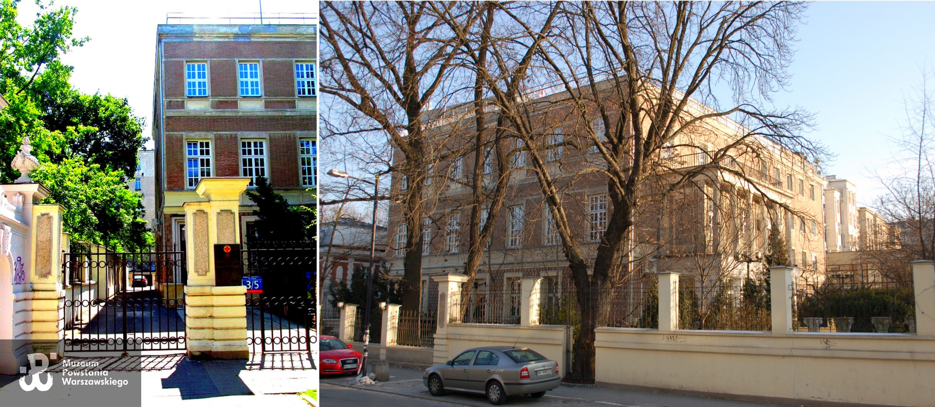 ul. Pierackiego 3/5 (obecnie Foksal) - widok obecny. Podczas Powstania budynek, w którym mieścił się szpital, został zniszczony w 70 procentach.

 