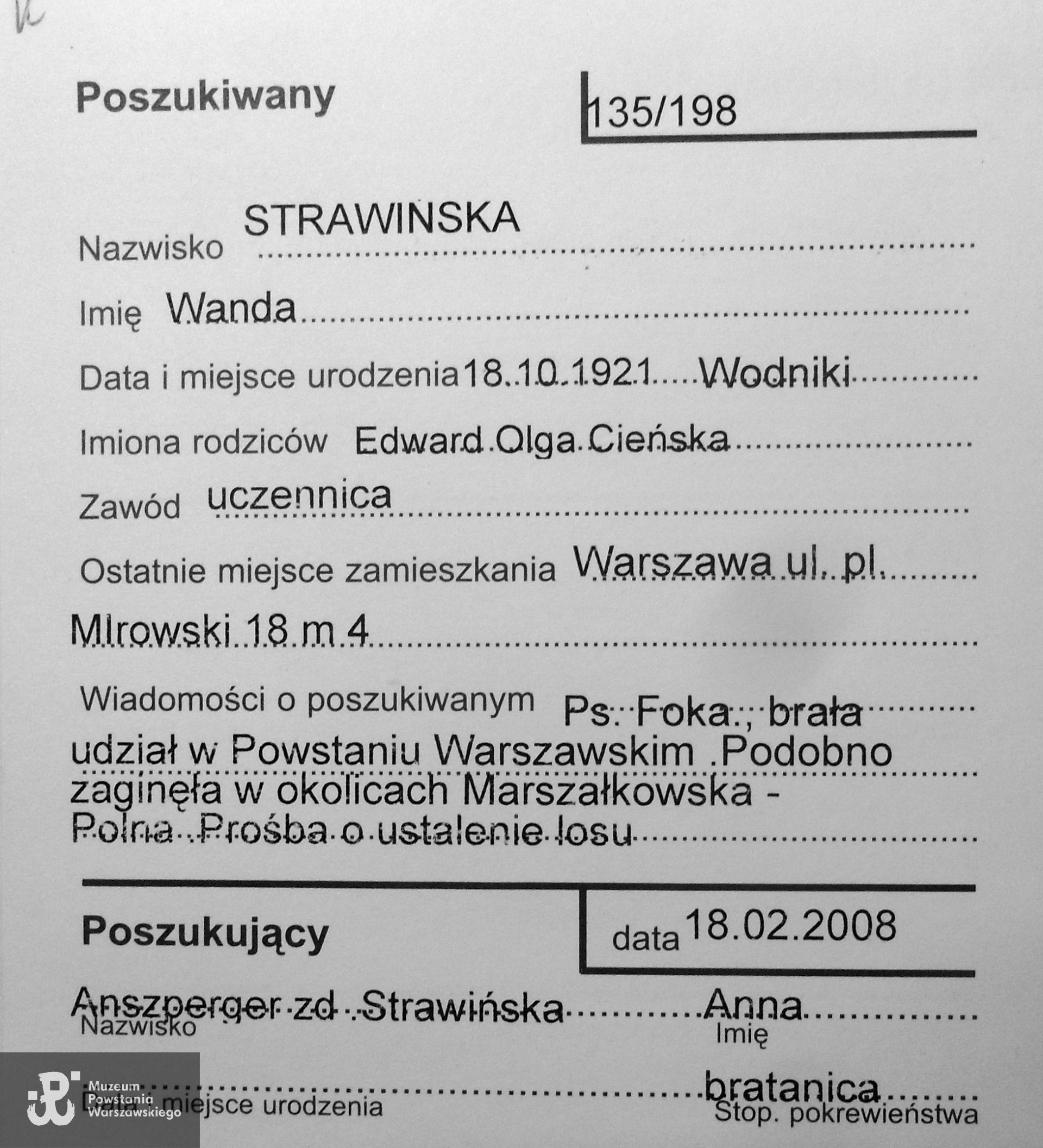 Polski Czerwony Krzyż - kartoteka