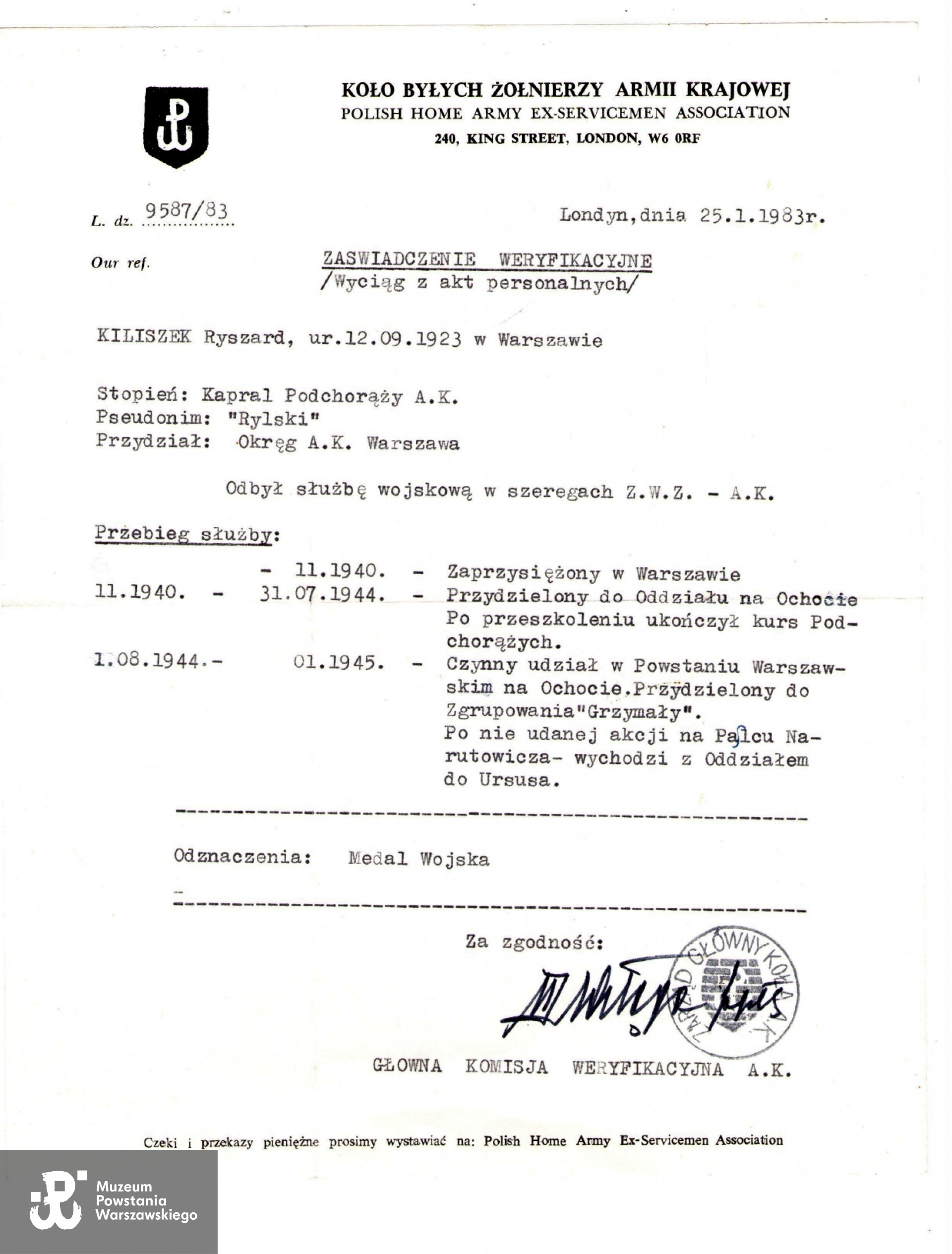 Skan dokumentu  z archiwum rodzinnego p. Joanny Kliszek