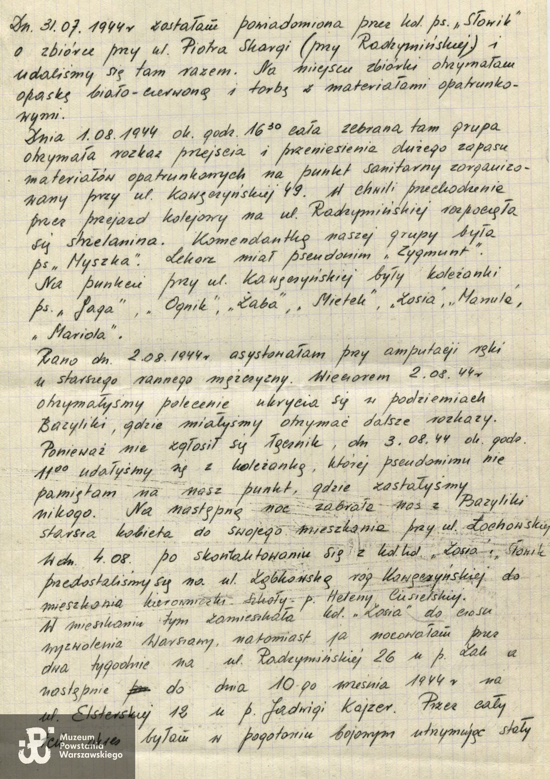 Życiorys. Ze zbiorów rodzinnych, skan: materiały do Słownika Uczestników Powstania Warszawskiego - Pokój Kombatanta MPW