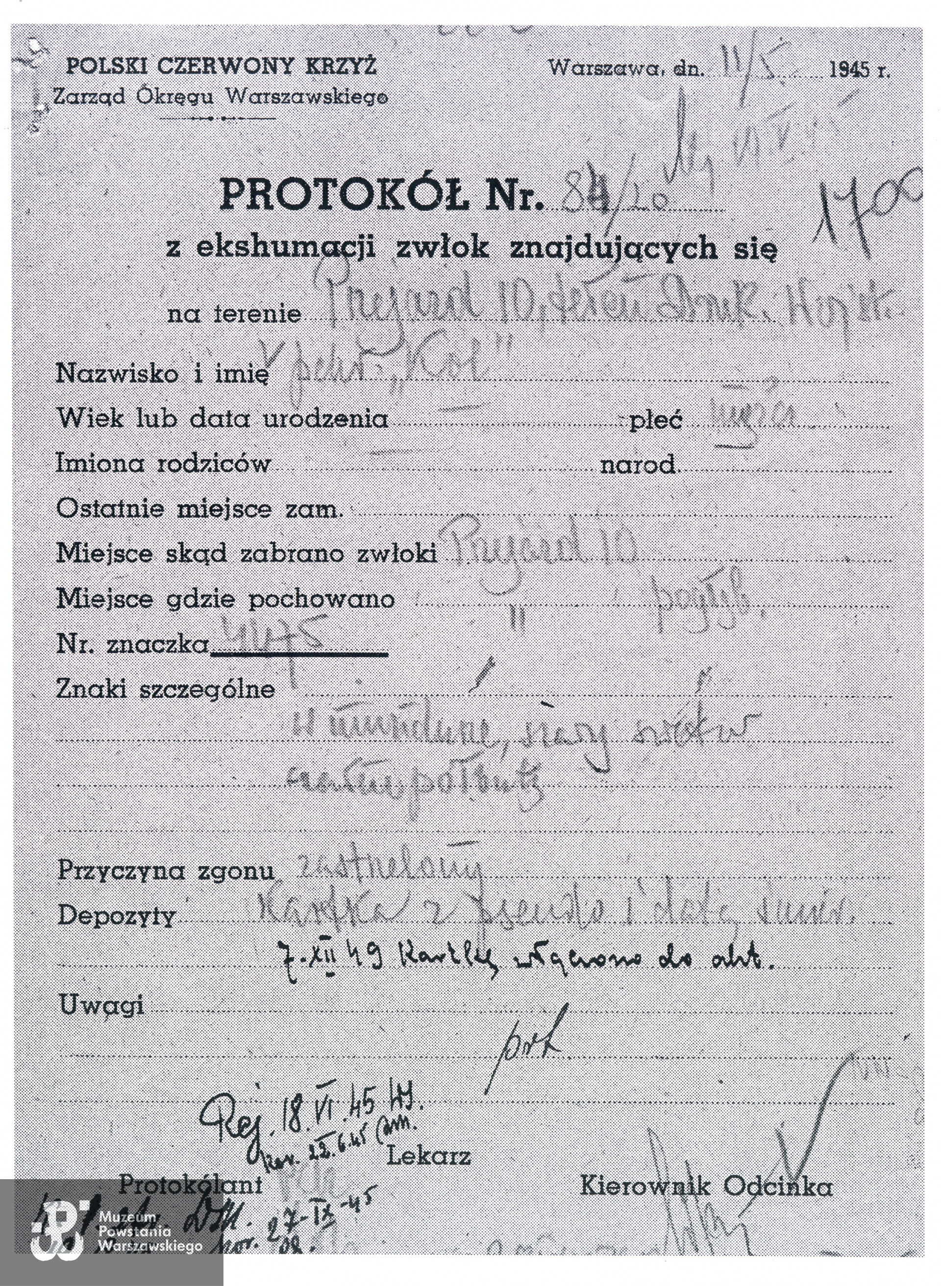 Protokół ekshumacyjny PCK