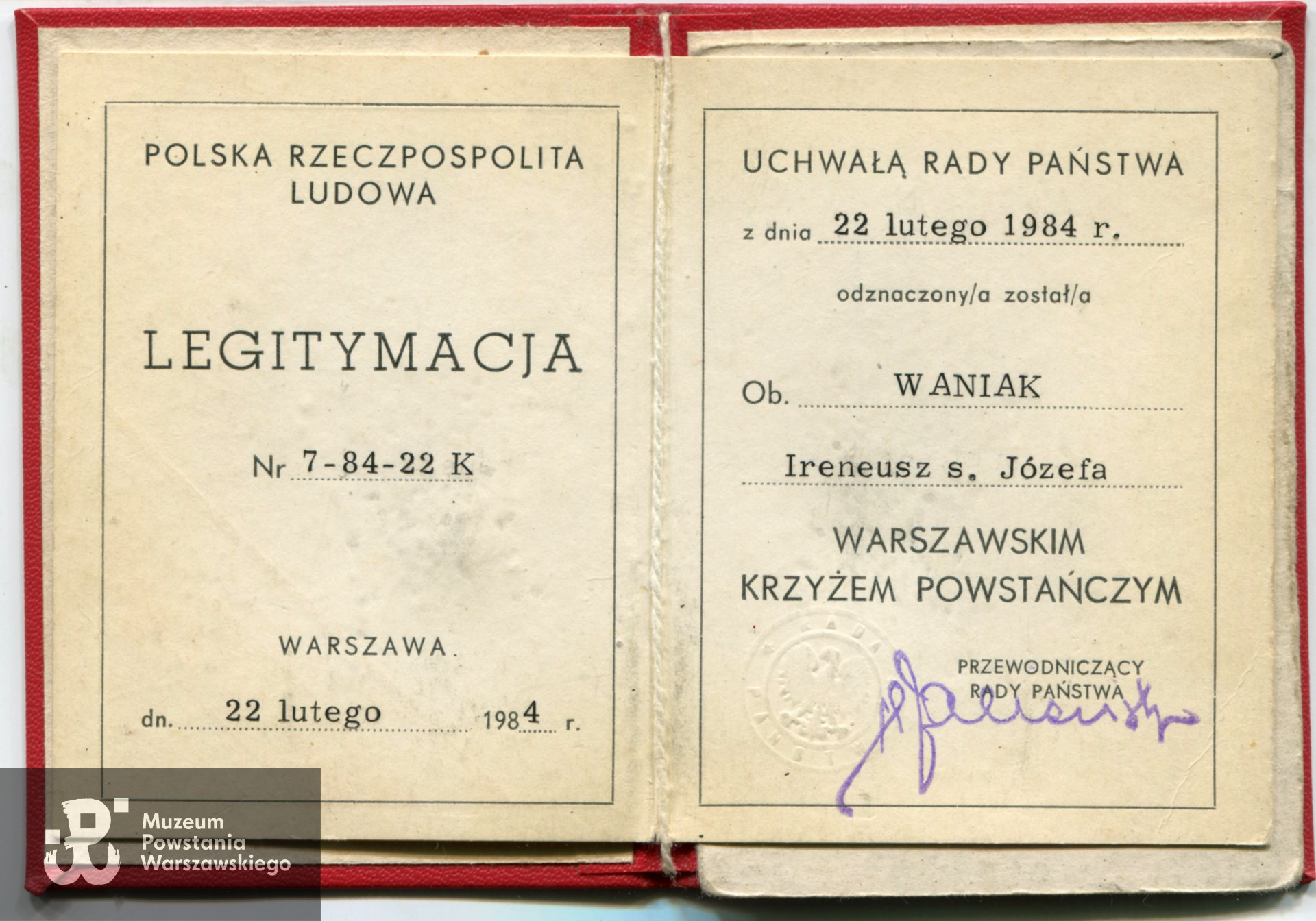 Warszawski Krzyż Powstańczy (1984). Ze zbiorów p. Ireneusza Waniaka
