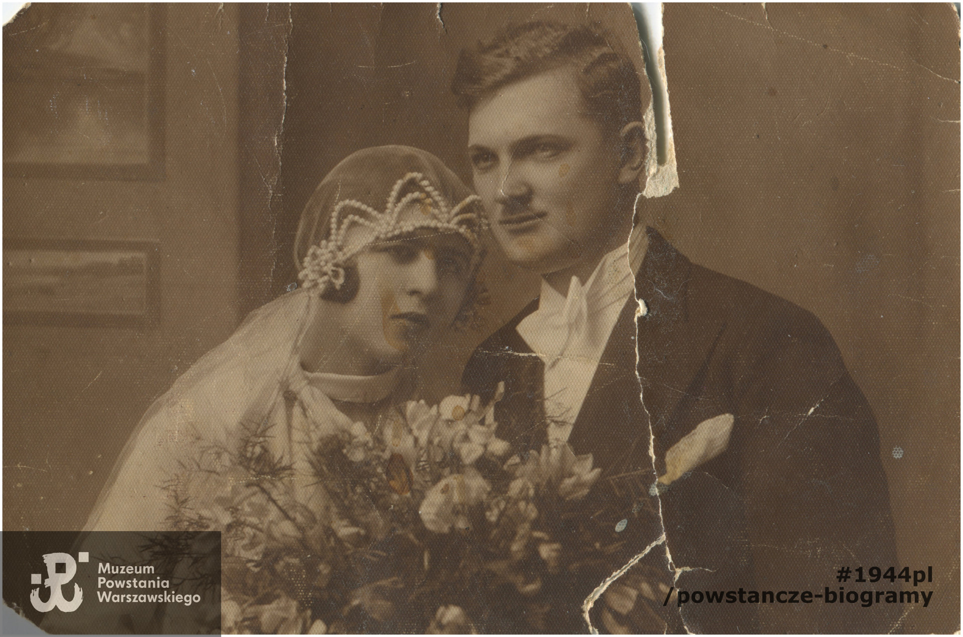 Fotografia ślubna wykonana w lutym 1930 roku - Cecylia i Marian Tomalscy. Fot. ze zbiorów rodzinnych