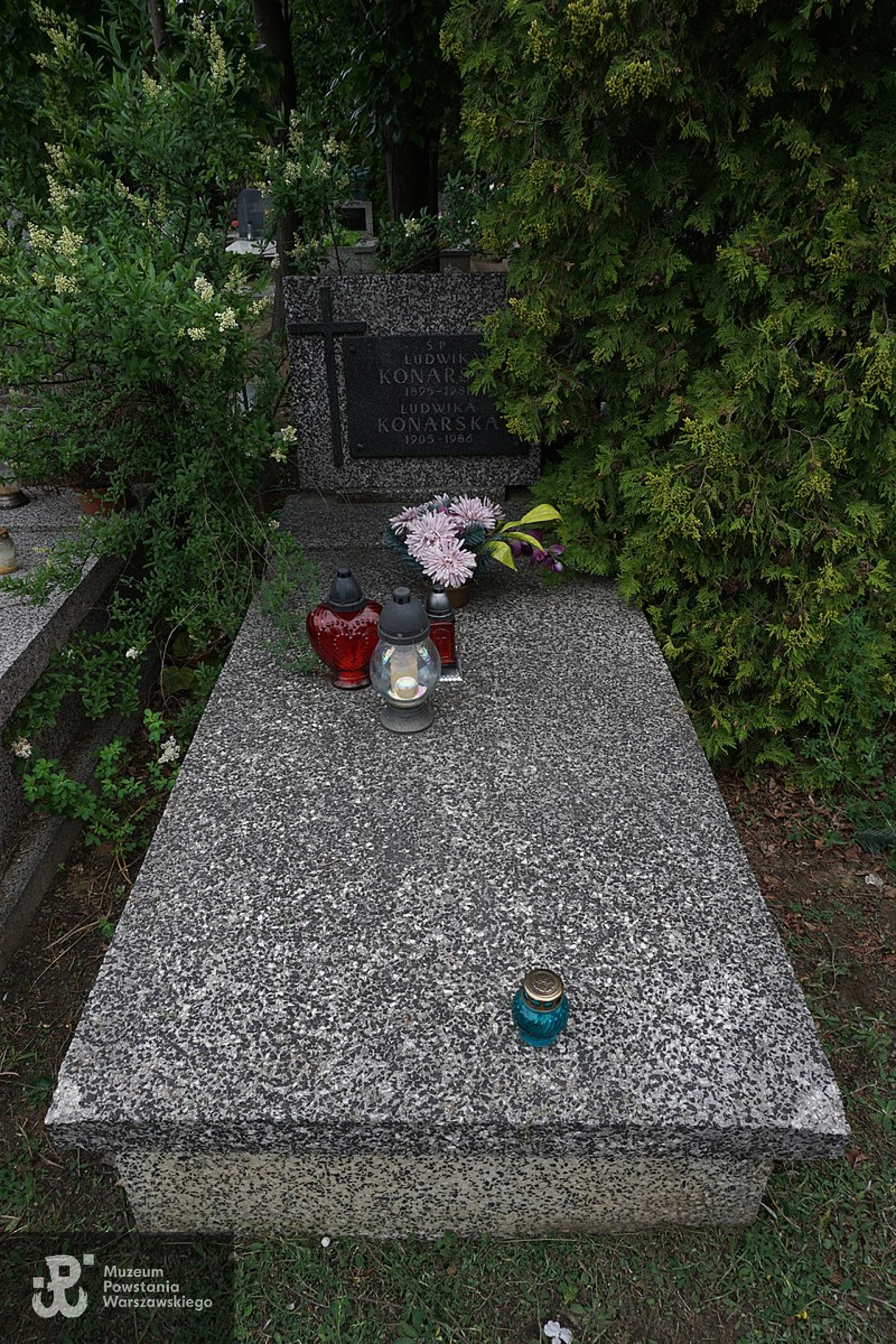 Grób Ludwika Konarskiego na cmentarzu Komunalnym Północnym w Warszawie (kwatera E-VIII-2, rząd 2, grób 6), źr. Wikipedia