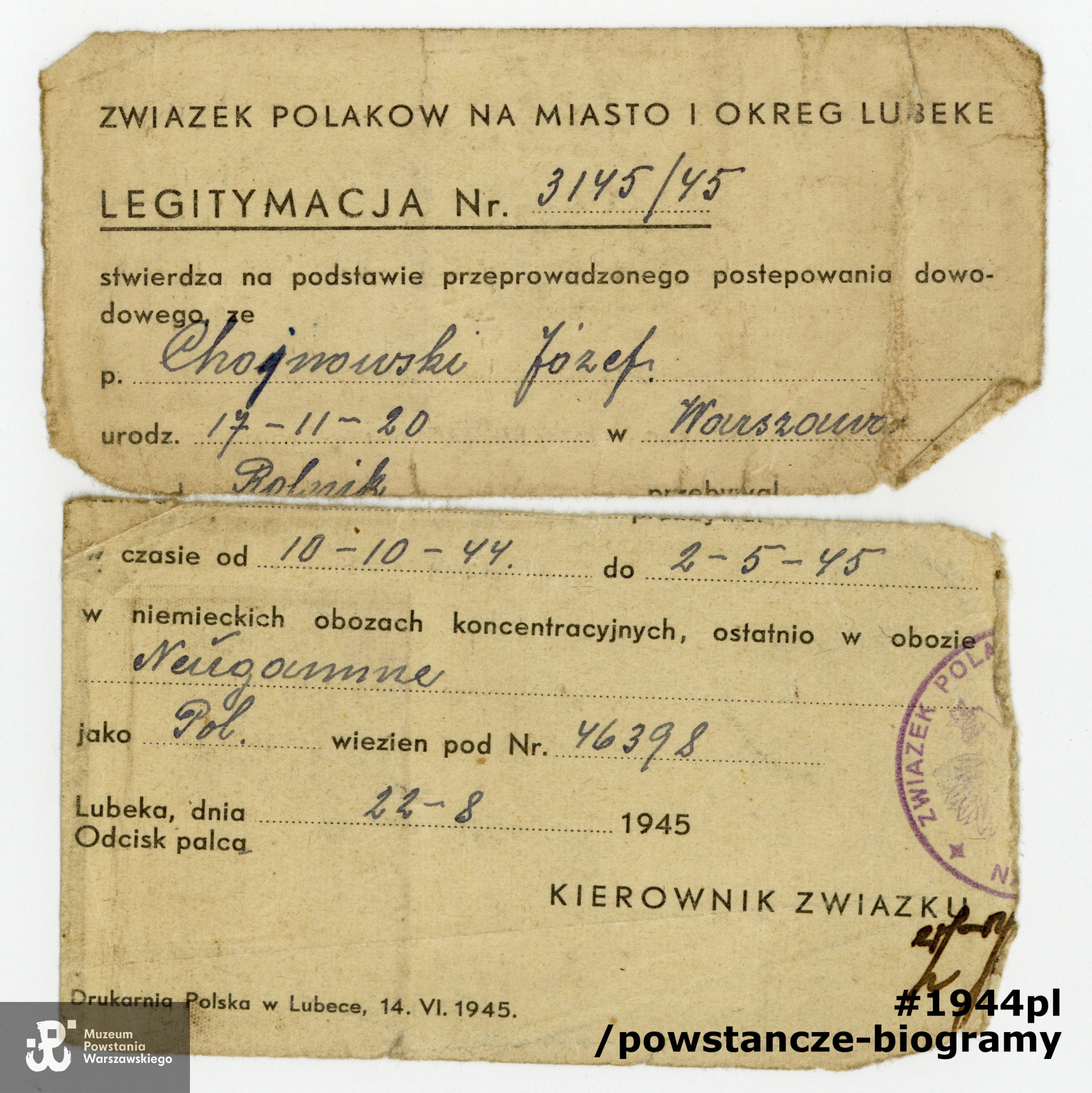 Z archiwum rodzinnego p. Michała Choynowskiego, syna.