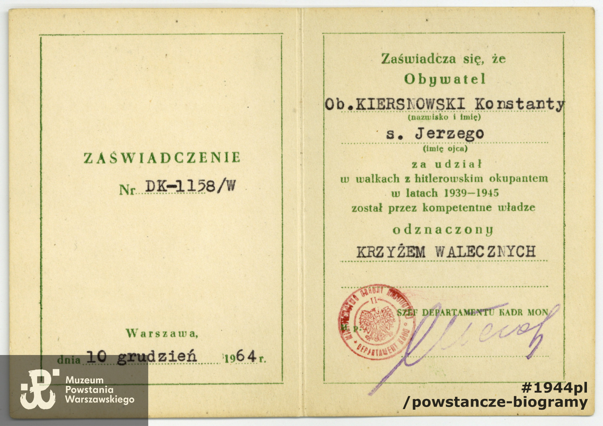 Z  archiwum rodzinnego p. Jolanty Stasiak z d. Kiersnowskiej
