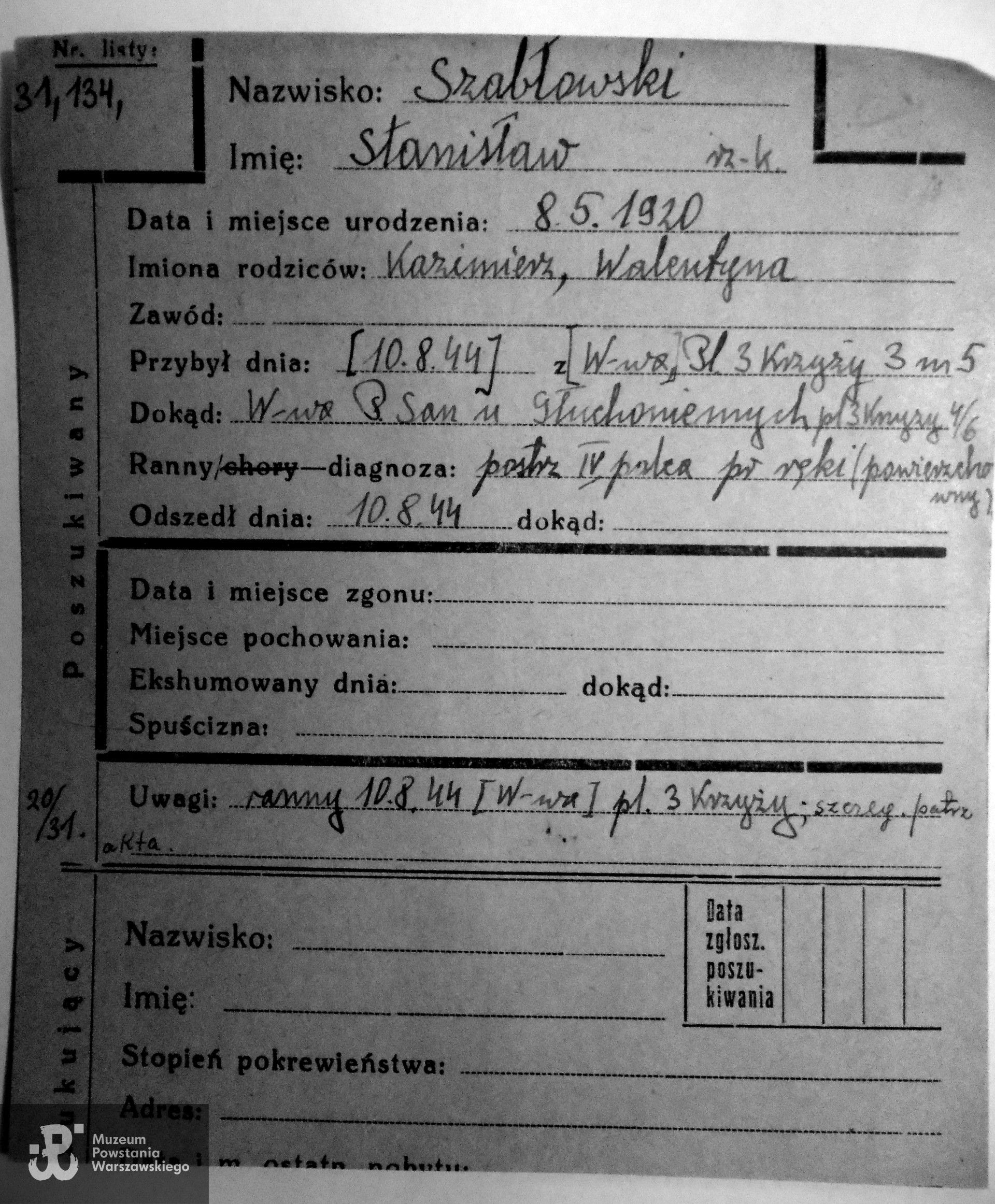 Polski Czerwony Krzyż - kartoteka