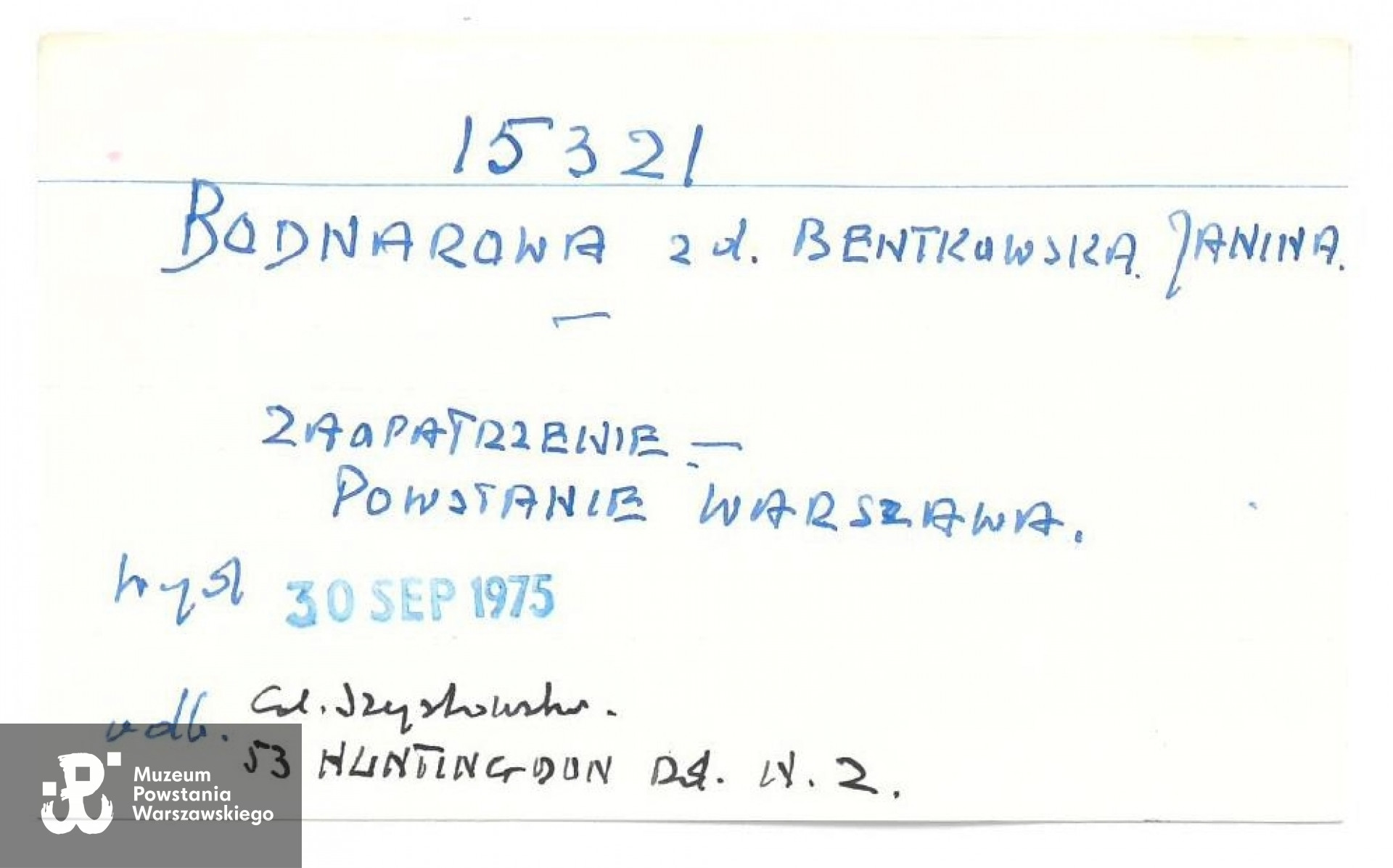 SPP w Londynie - kartoteka. Skan udostępnił p. Krzysztof M. Kaźmierczak