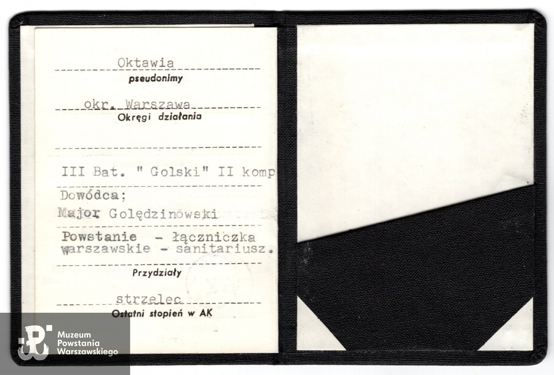 Legitymacja ŚZŻAK.  Ze zbiorów rodzinnych,  skany wykonano w Pokoju Kombatanta MPW, 2023