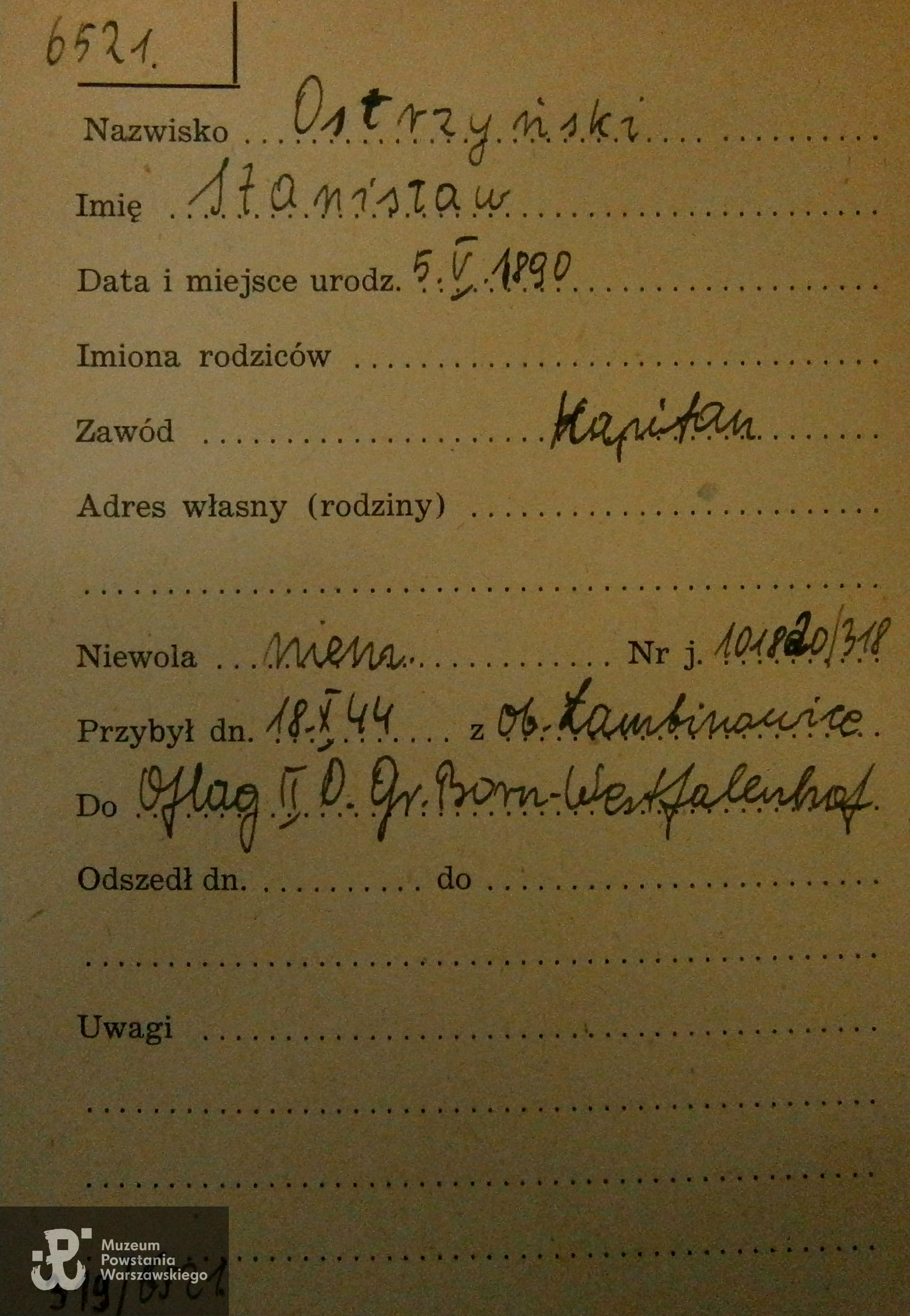 Polski Czerwony Krzyż - kartoteka ogólna