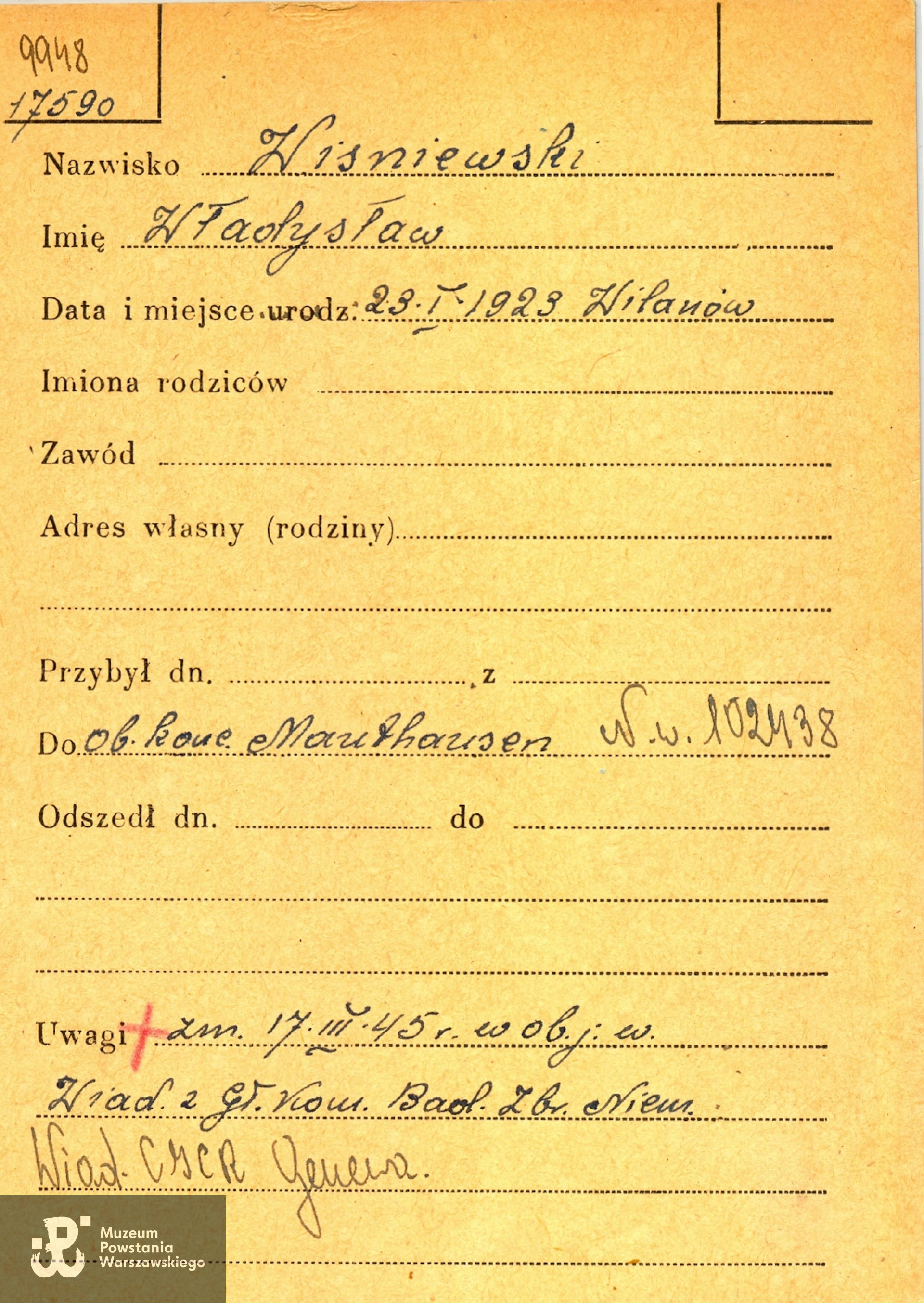 Polski Czerwony Krzyż - kartoteka