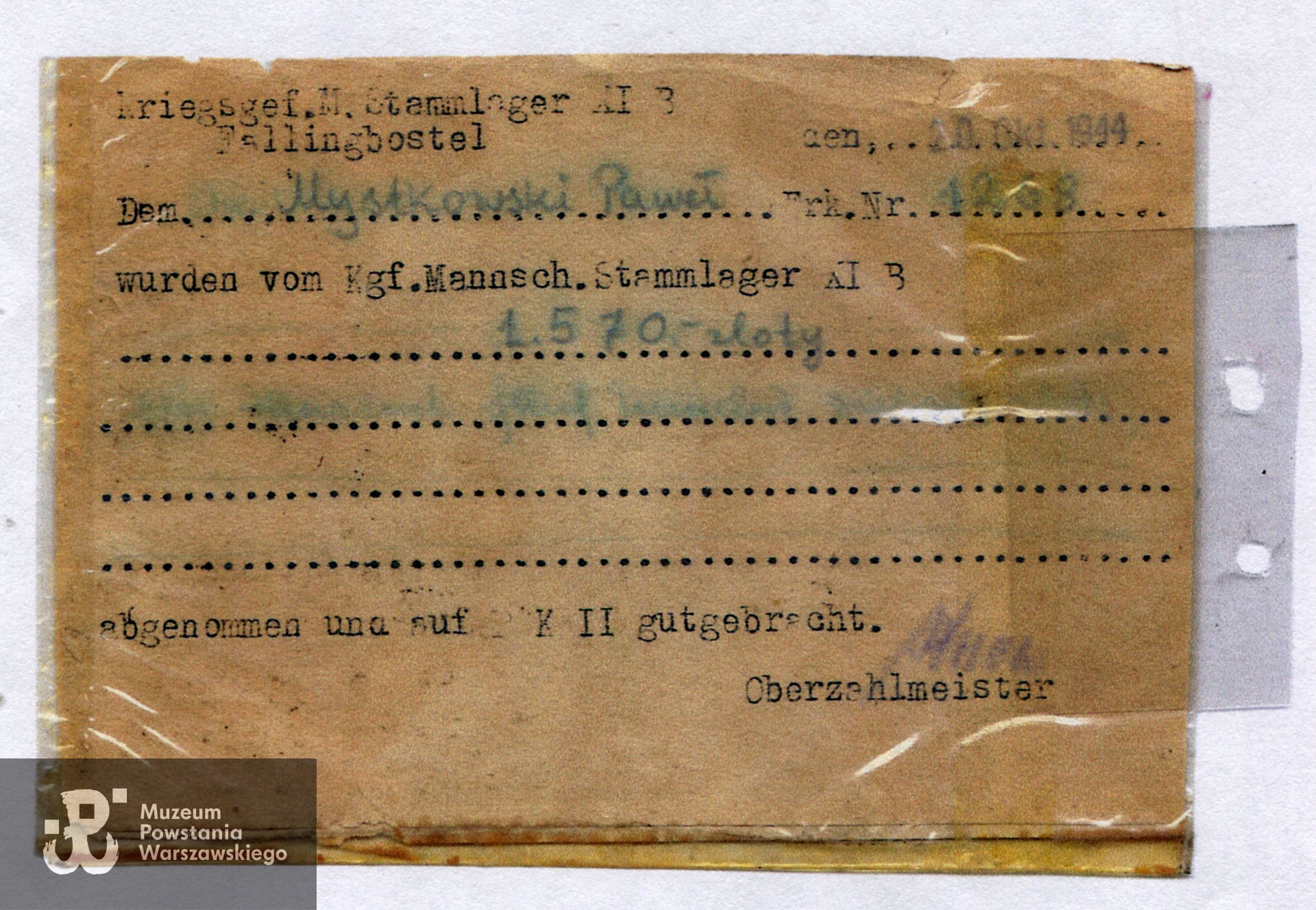 Dokument  ze zbiorów rodzinnych