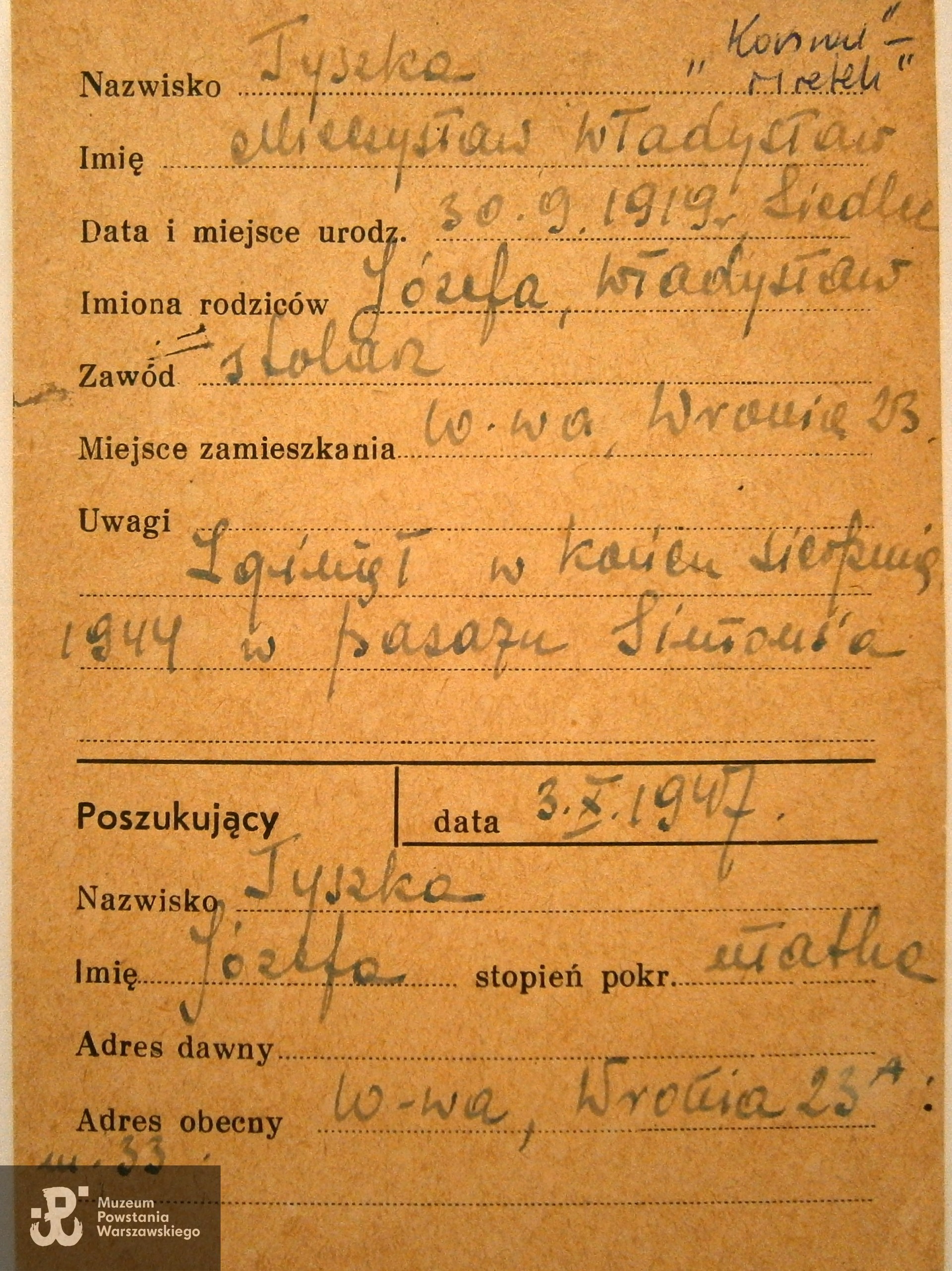 Polski Czerwony Krzyż - kartoteka