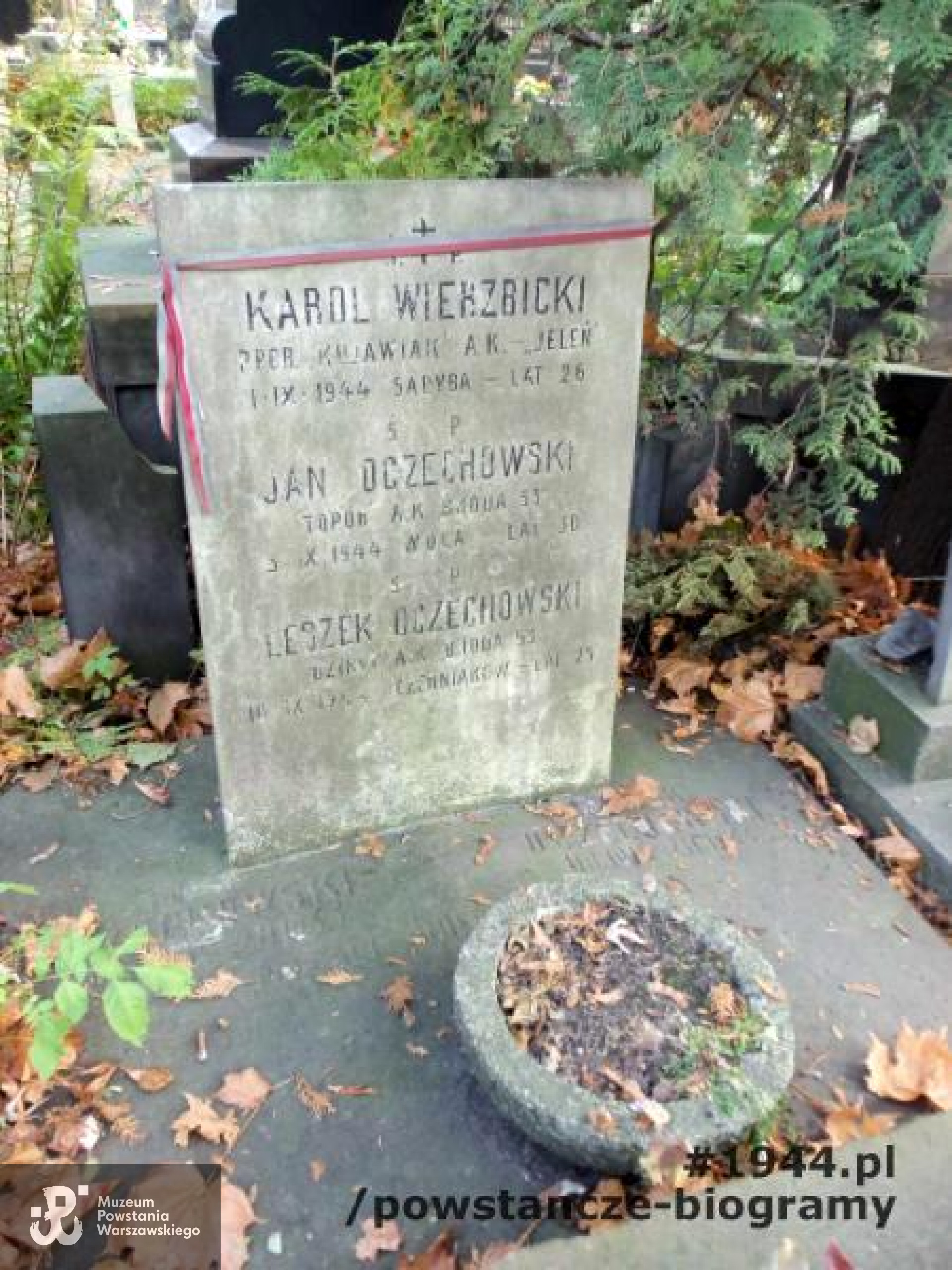 Mogiła na Cmentarzu Powązkowskim (Stare Powązki). Inskrypcja nagrobna podaje szlak bojowy - Wola, data śmierci 3 IX 1944 [sic!] 
Źródło fot.<i> cmentarze.um.warszawa.pl</i>