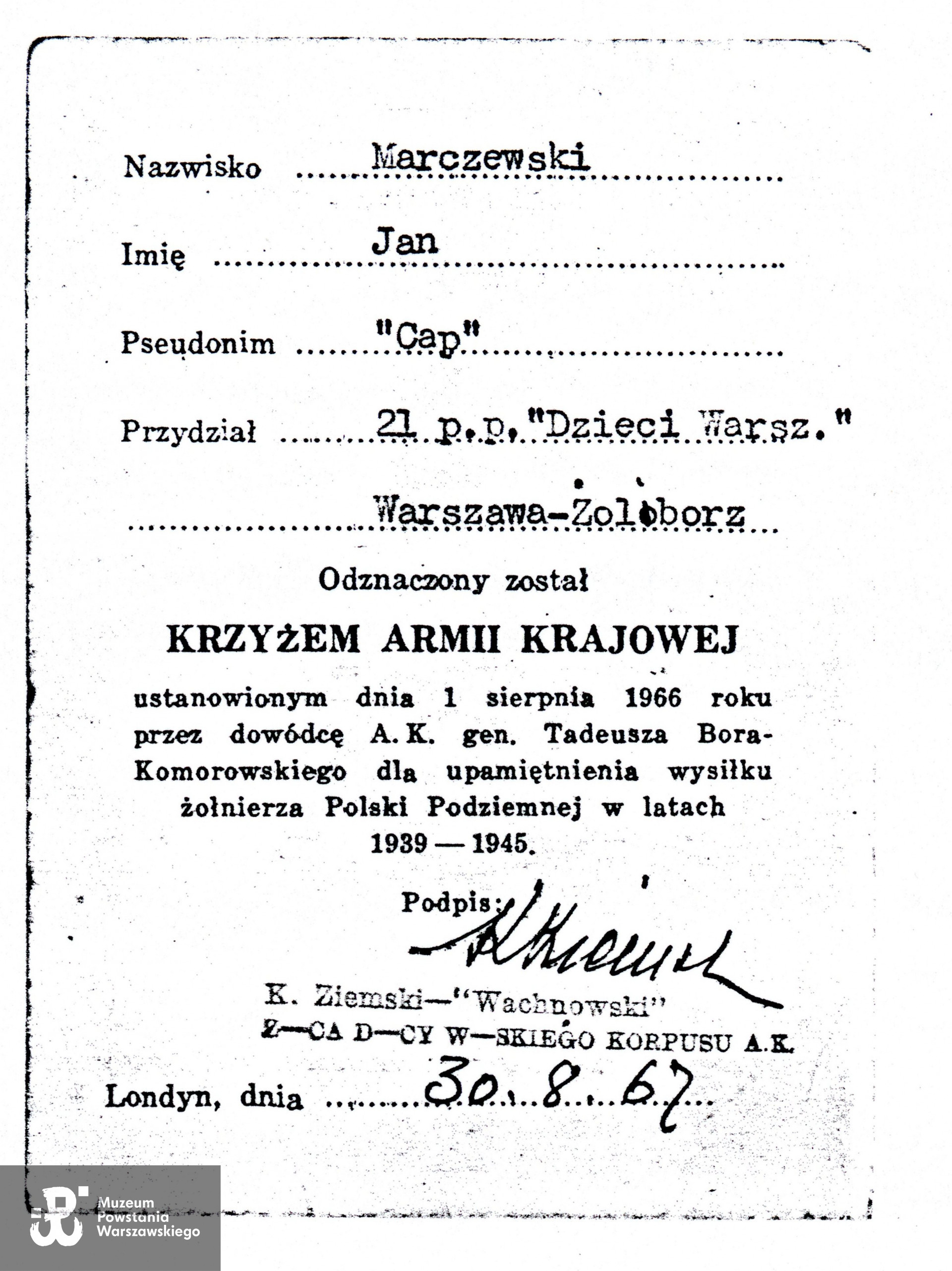 Skan:  materiały do Słownika Uczestników PW/Pokój Kombatanta