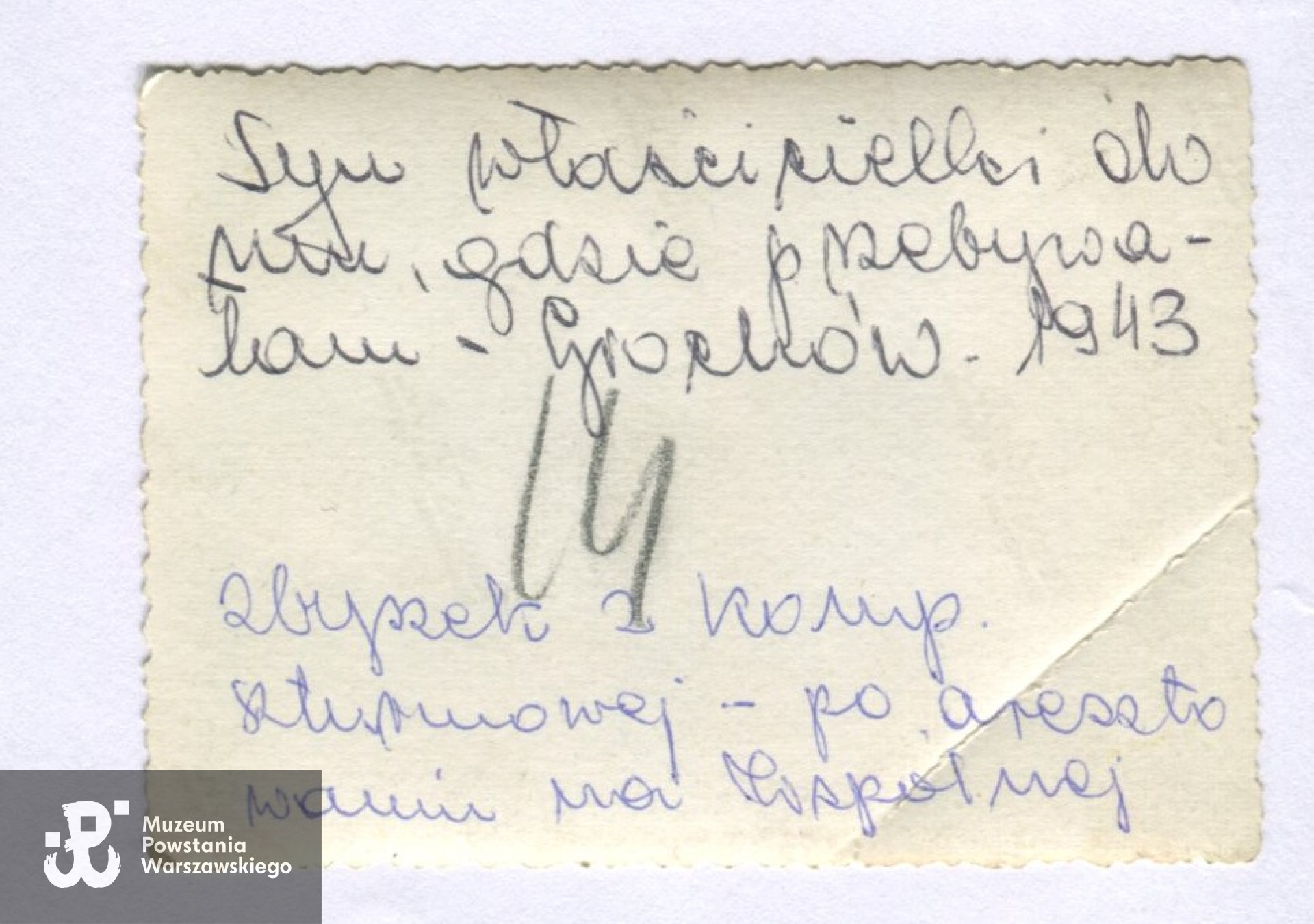 Opis na rewersie fotografii. Z archiwum rodzinnego p. Marii Elżbiety Dembek z d. Zapart, udostępnił syn, p. Roman Dembek