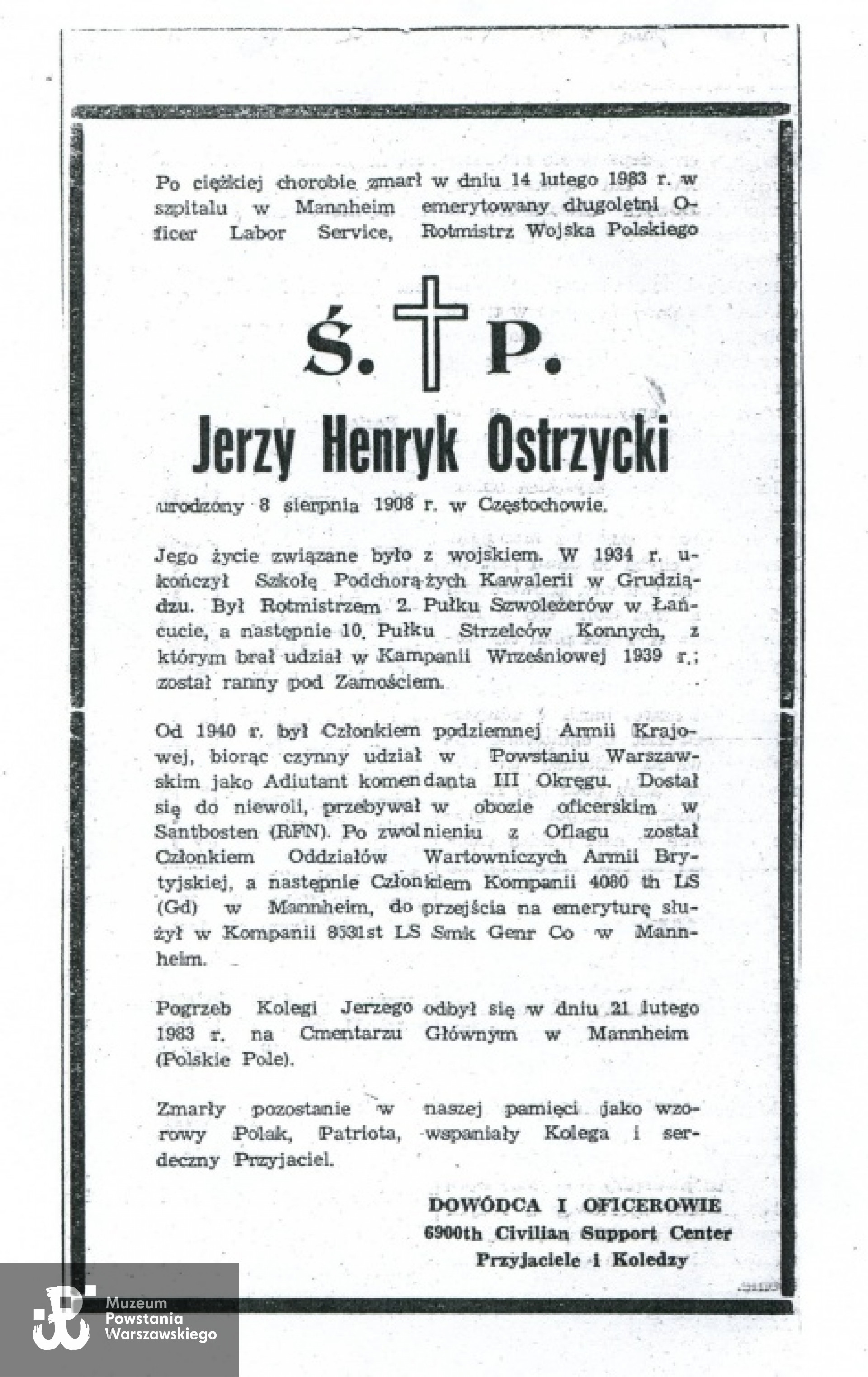 Ze zbiorów rodzinnych syna, p. Jacka Ostrzyckiego.