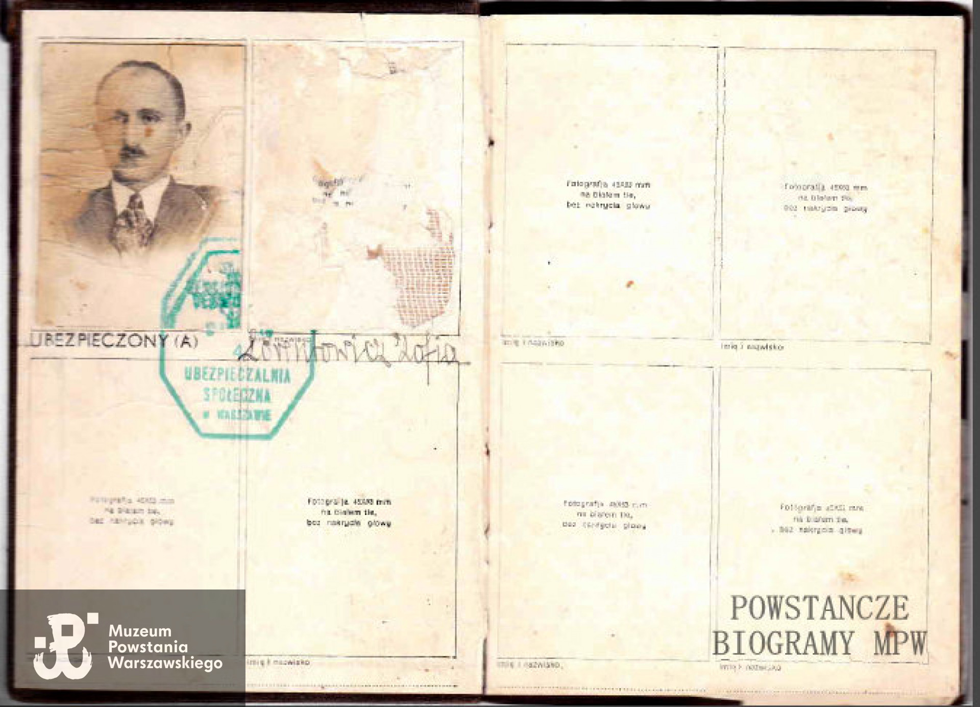 Legitymacja ubezpieczeniowa Zygmunta Lorentowicza. Z archiwum rodzinnego Michała Lorentowicza