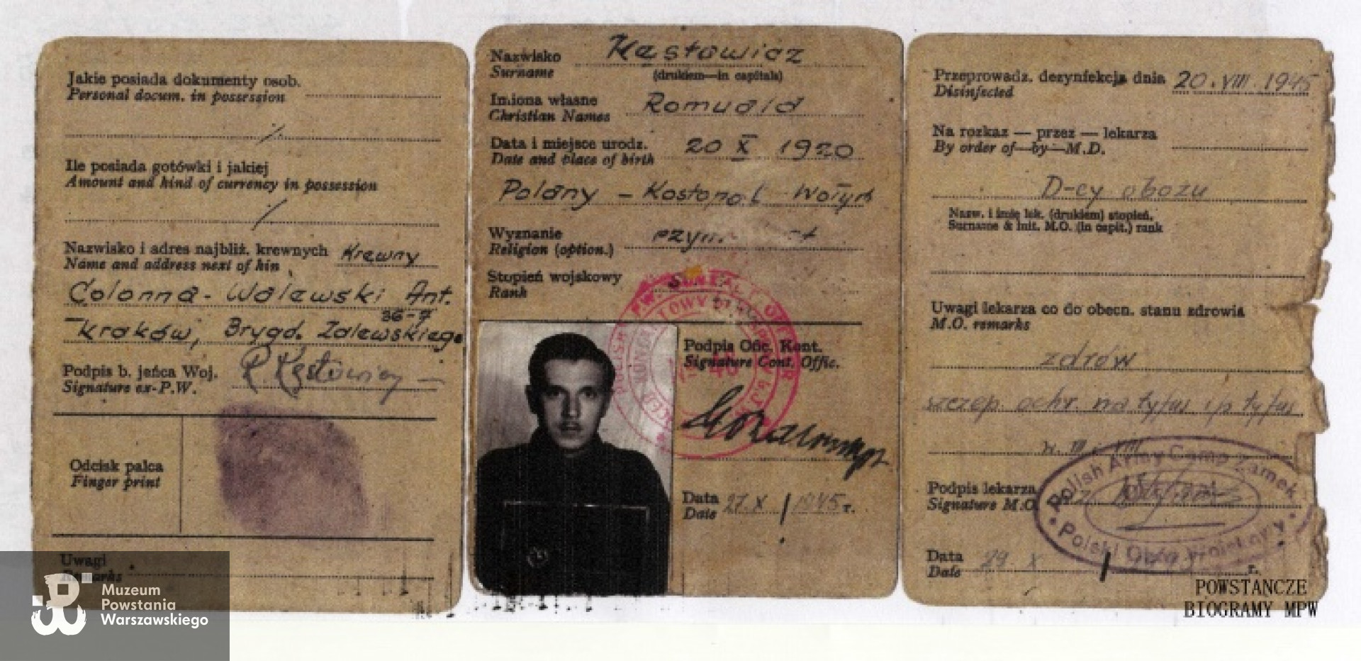 Legitymacja b. jeńca wojennego. Z archiwum rodzinnego Romany Łukasik