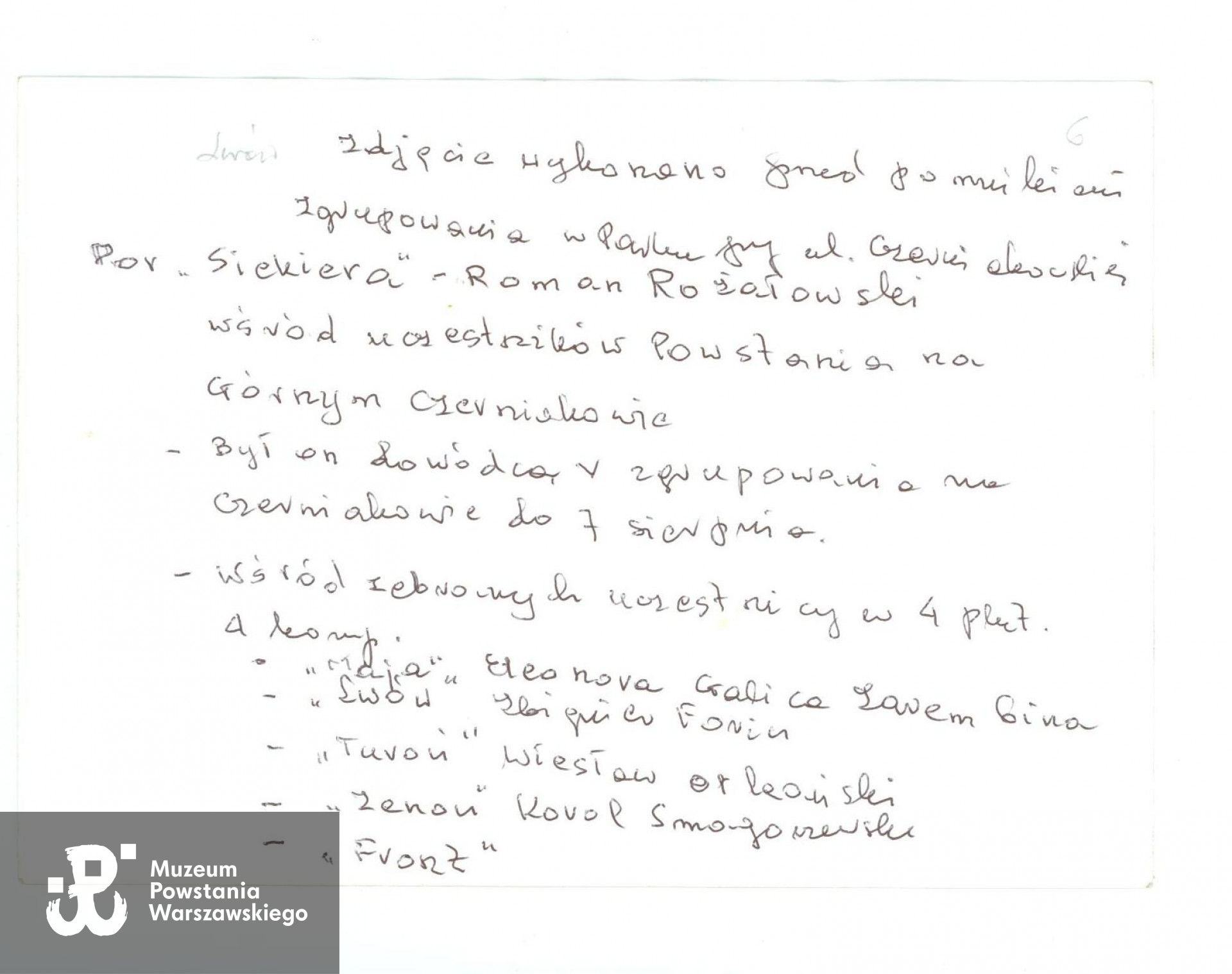Skan: materiały do Słownika Uczestników PW - zasób Pokoju Kombatanta MPW