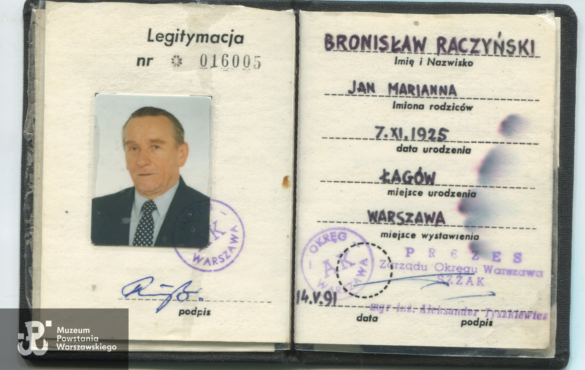 Muzeum Powstania Warszawskiego, Teczki personalne Uczestników PW: Raczyński Bronisław