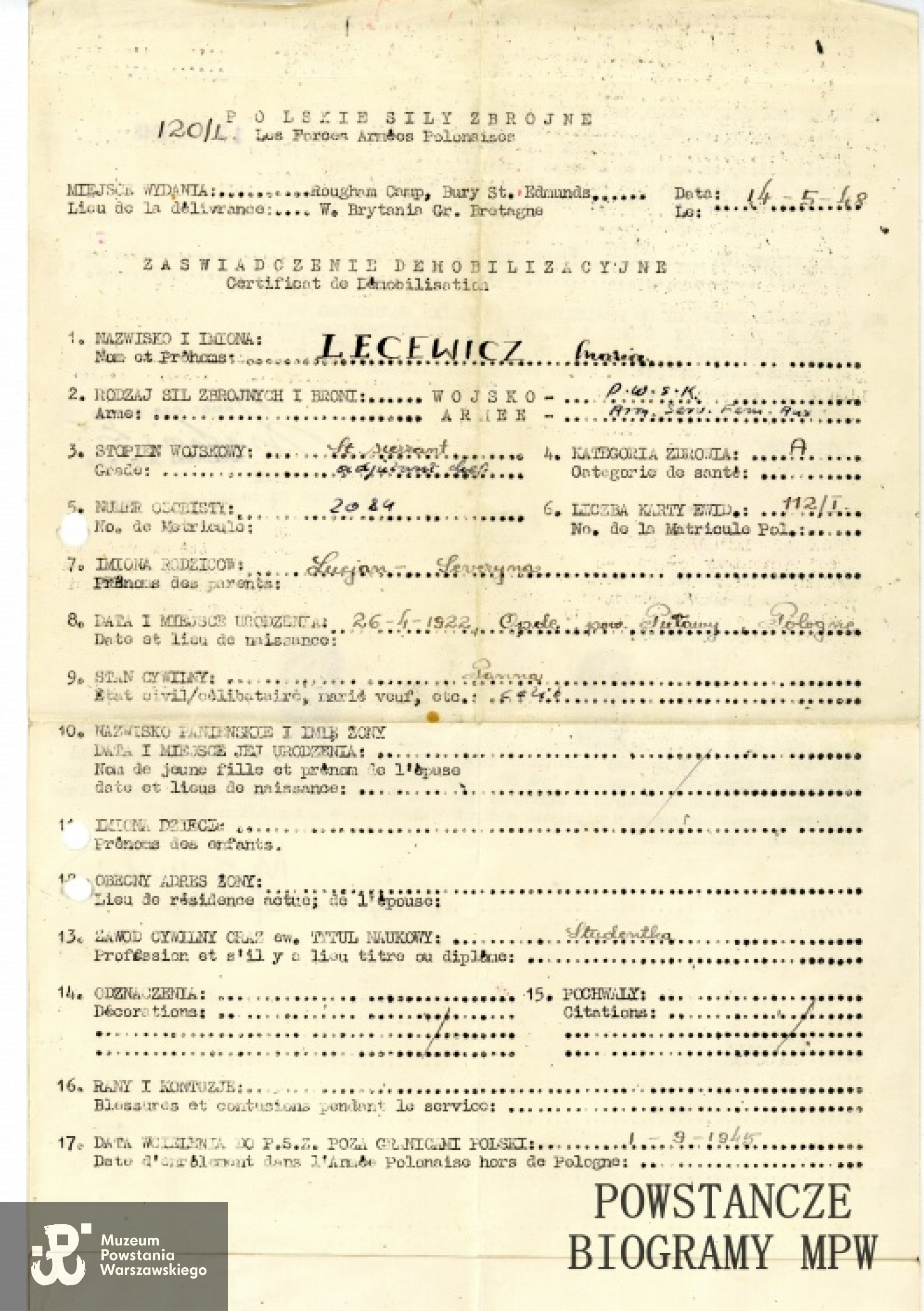 Ze zbiorów Muzeum Powstania Warszawskiego, sygn. P/8396