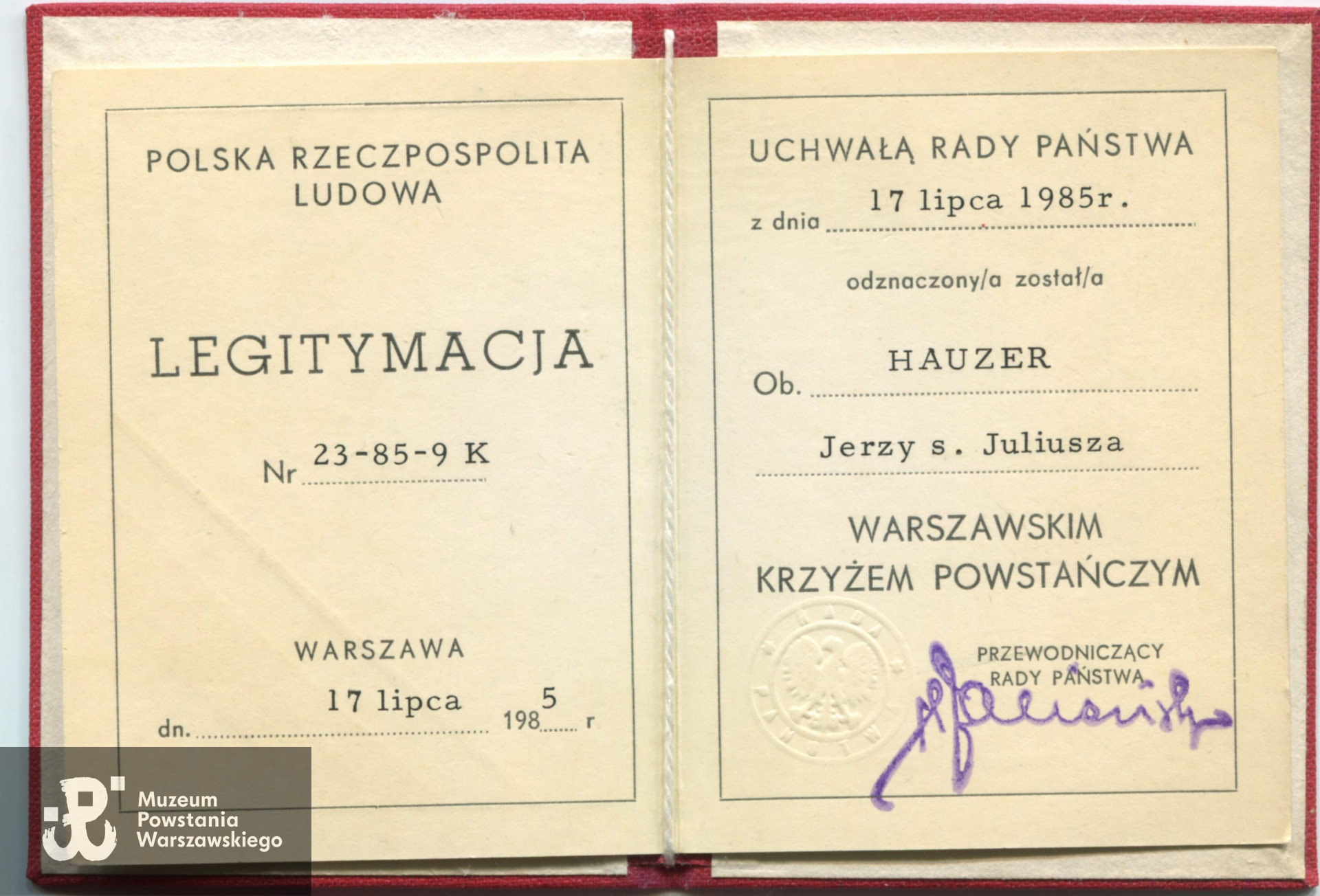 Skan: Muzeum Powstania Warszawskiego, materiały do Słownika Biograficznego Uczestników PW, Teczki personalne - zasób Pokoju Kombatanta MPW