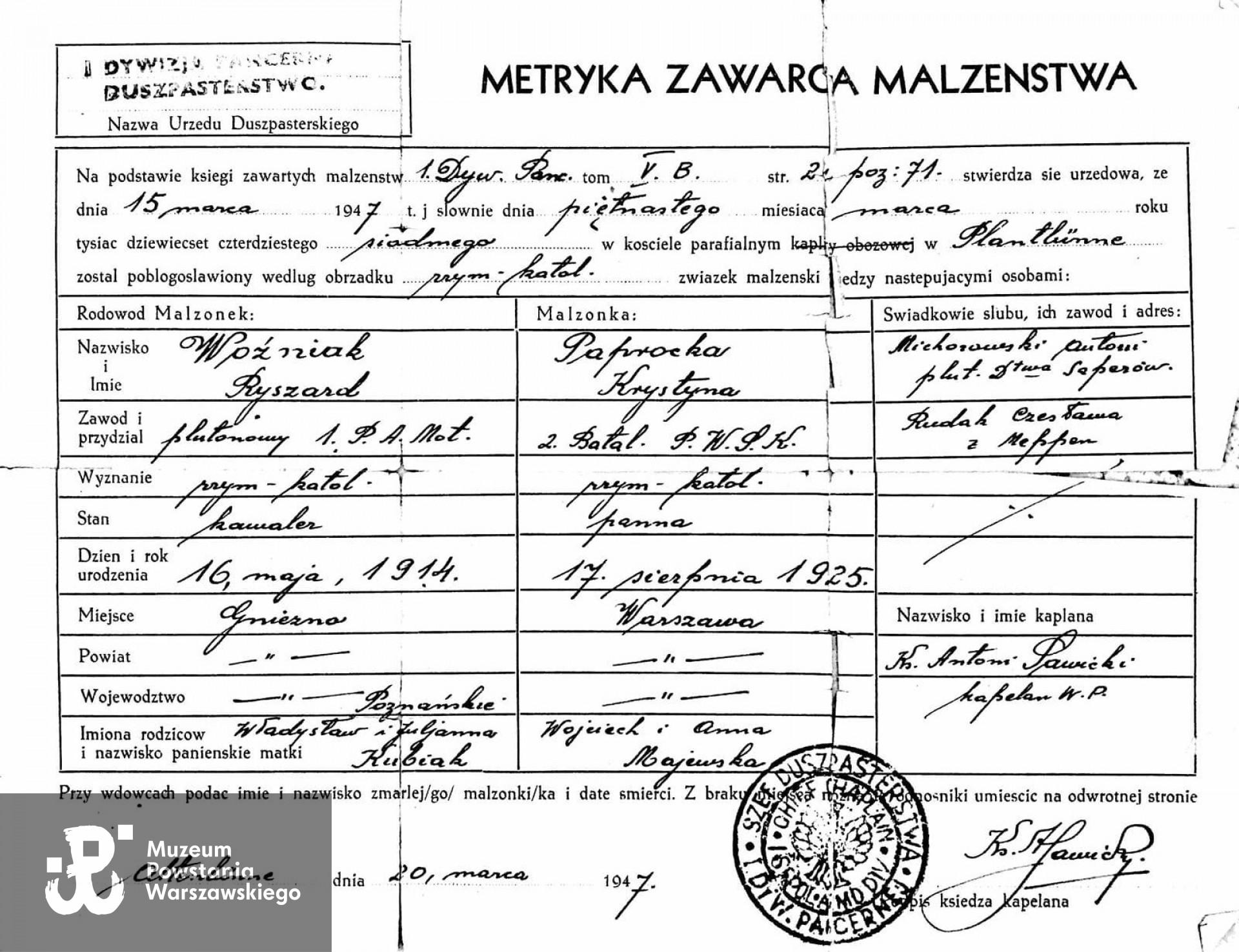 Ze zbiorów   p. Krystyny Paprockiej - Woźniak, skan udostępnił p. Artur Świtalski