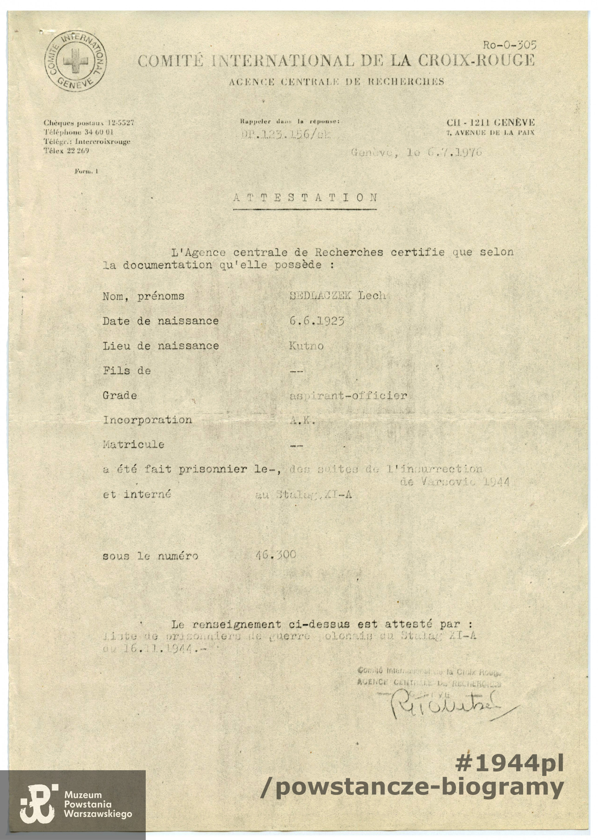 Z archiwum rodzinnego p. Lecha Sedlaczka ps. Hak