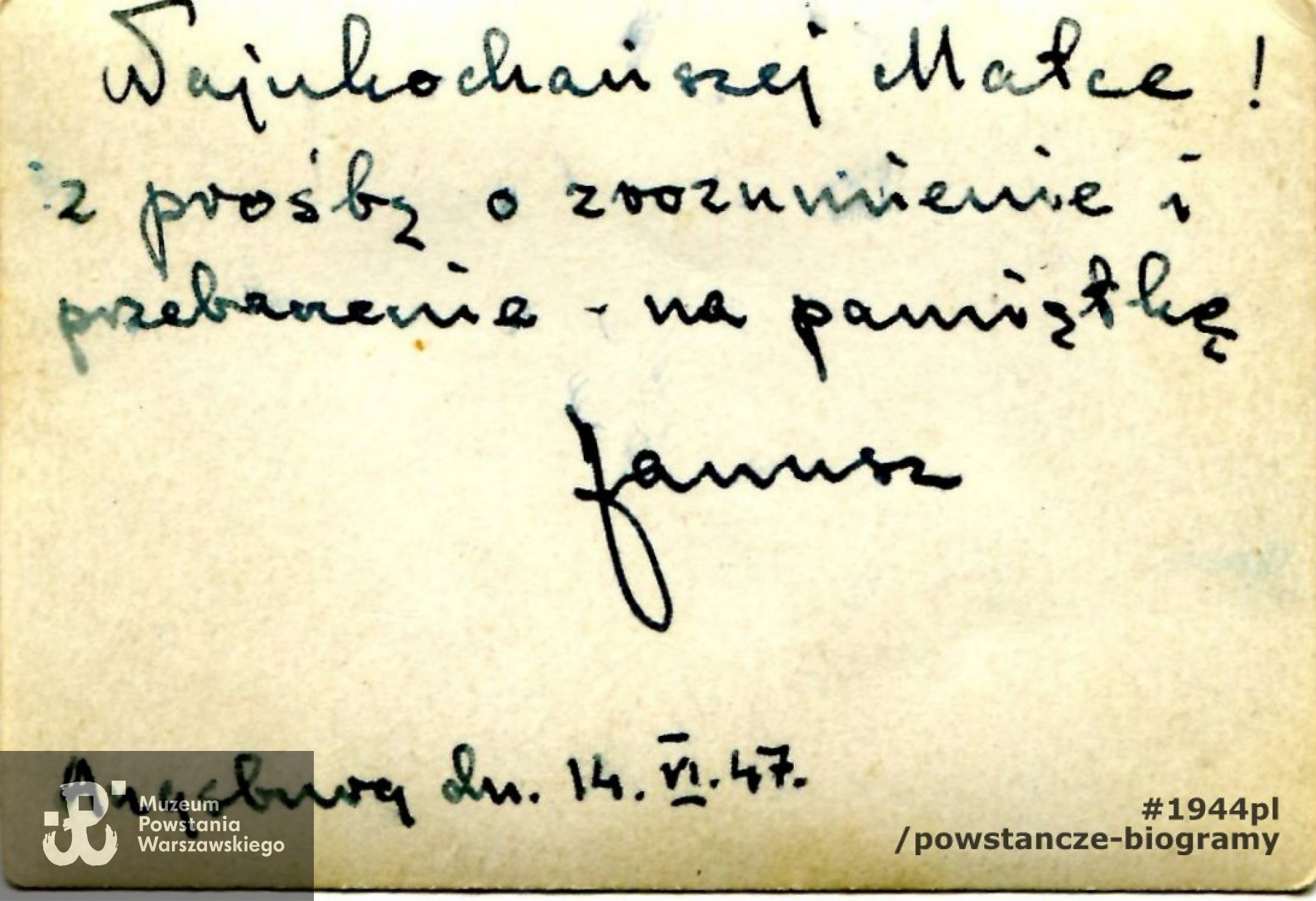 Archiwum rodzinne - skan: materiały do Słownika Uczestników PW - Pokój Kombatanta