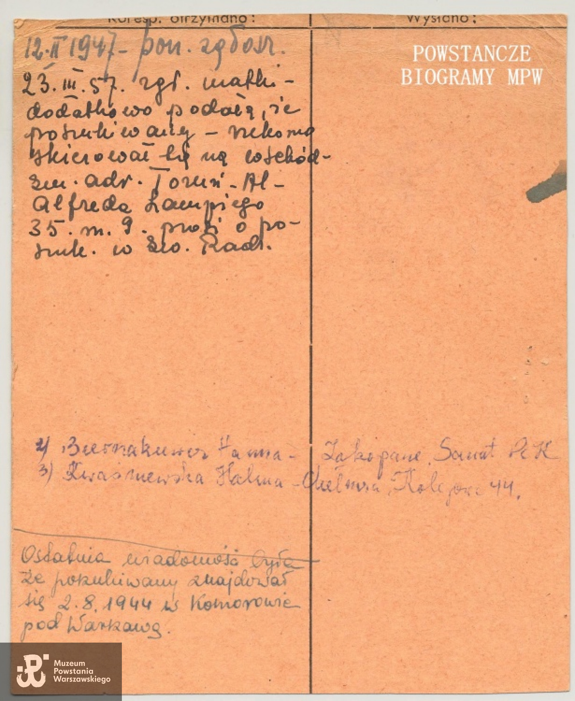 PCK - kartoteka. Ze zbiorów Polskiego Czerwonego Krzyża