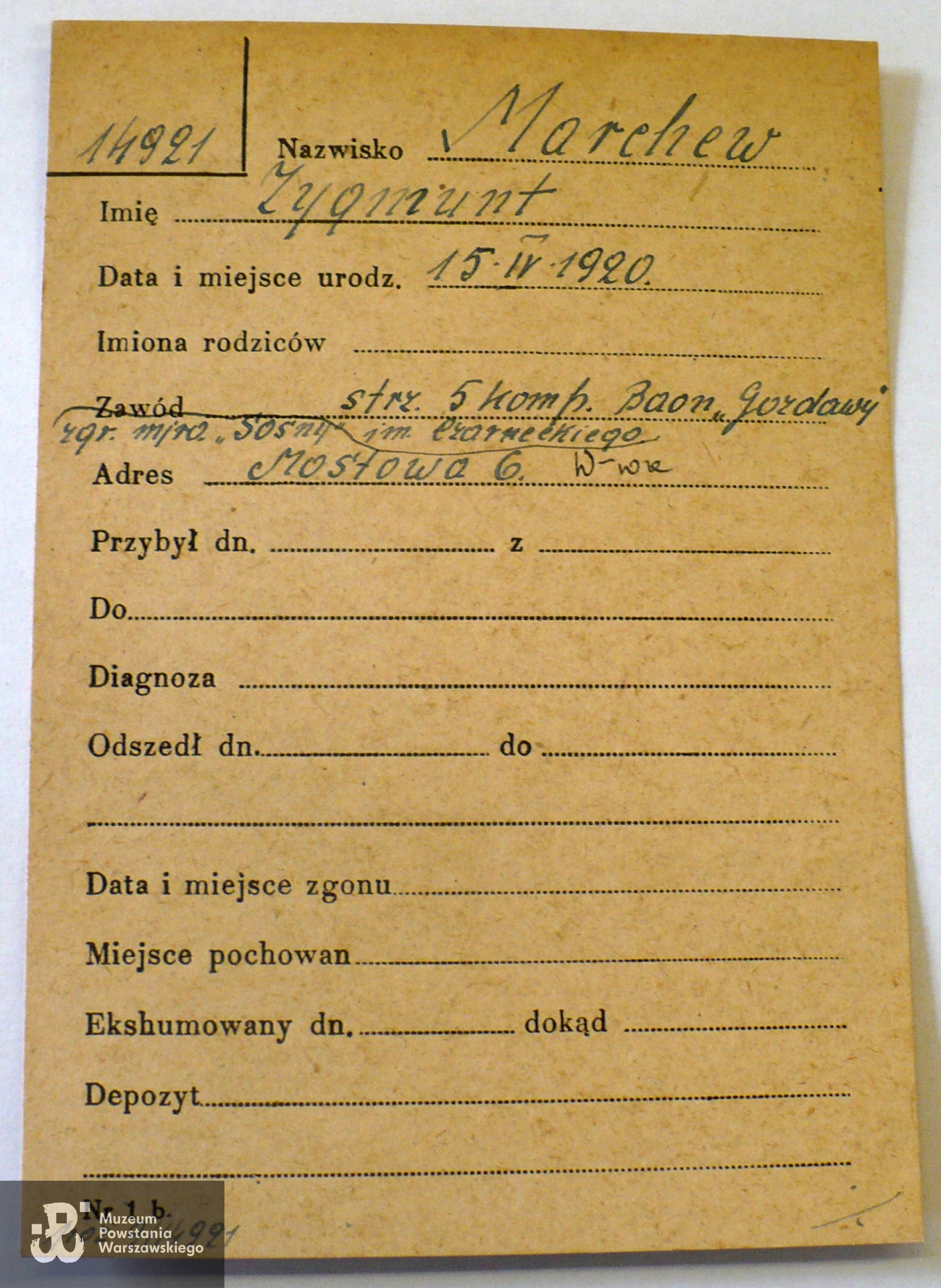 Polski Czerwony Krzyż - kartoteka ogólna